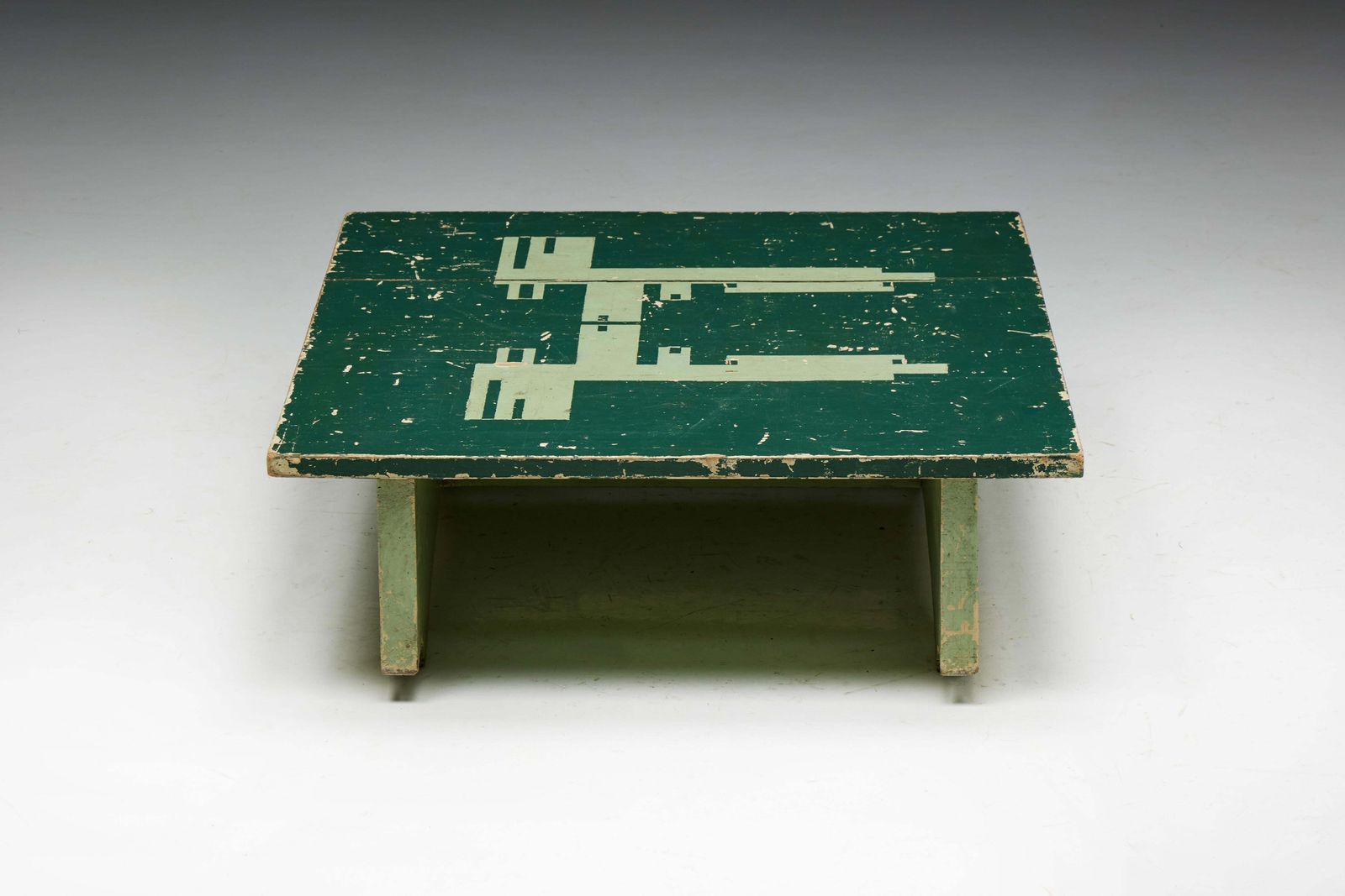 Green Art Populaire Side Table, France, 19th Century photo buy