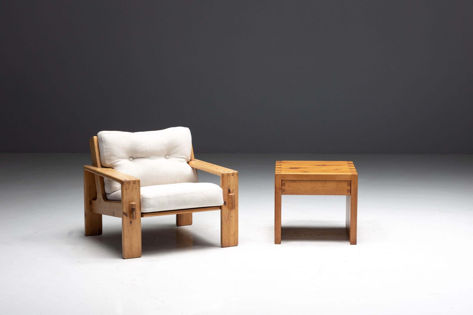 Pine Bedside Table Inspired By Charlotte Perriand, France, 1960s photo furniture