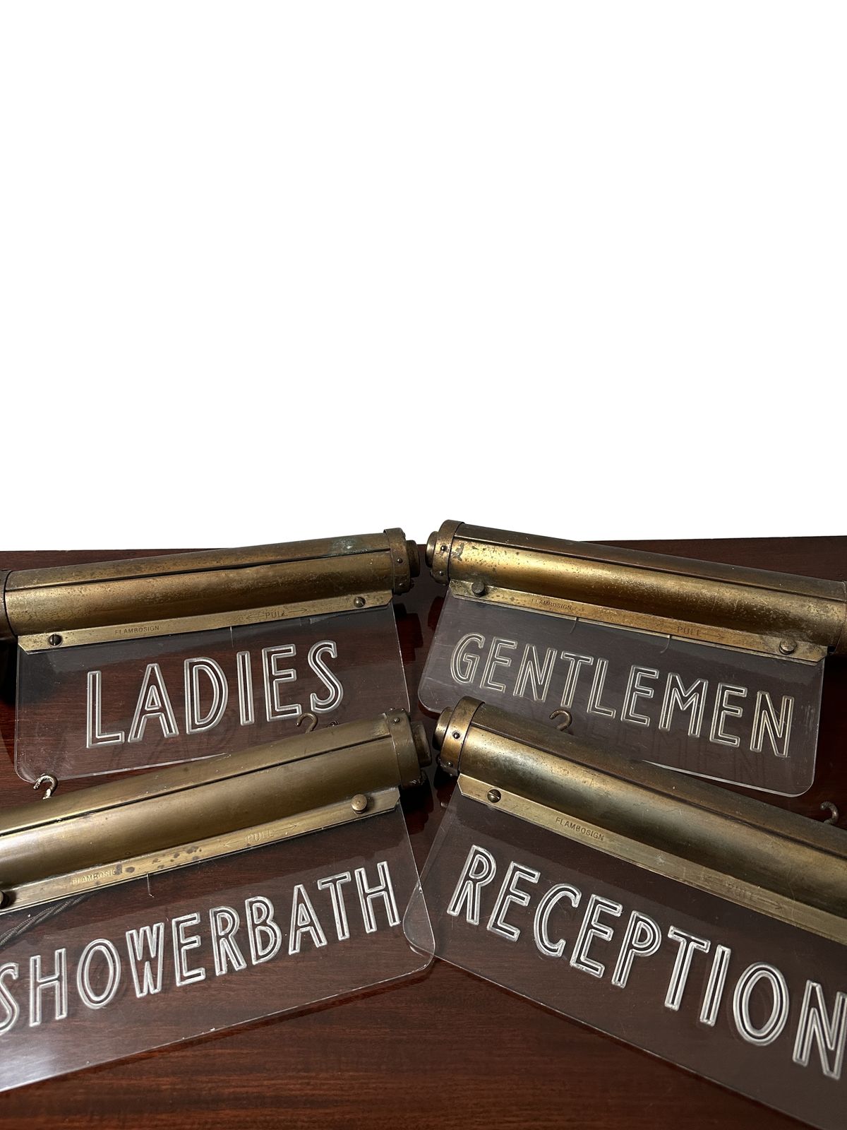 Antique Brass Illuminated Advertising Internalite Cinema Reception Sign By Flambosign photo 995.0