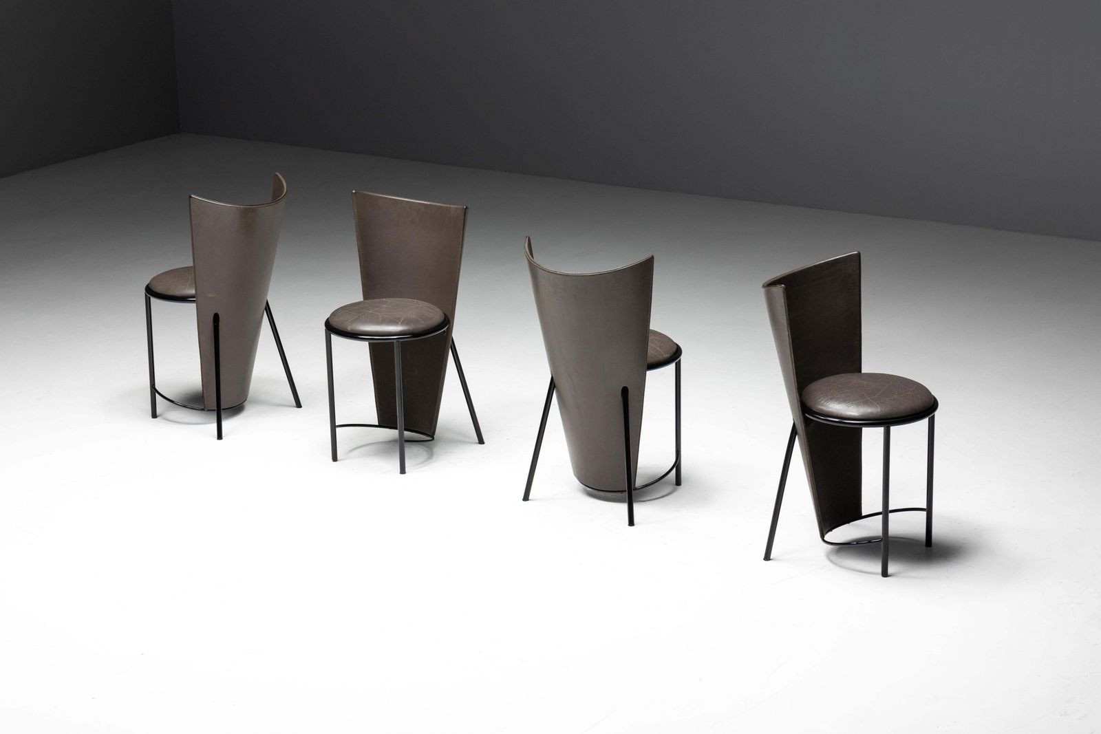 Sevilla Chairs By Frans Van Praet In Grey Leather, Belgium, 1990s photo Furniture