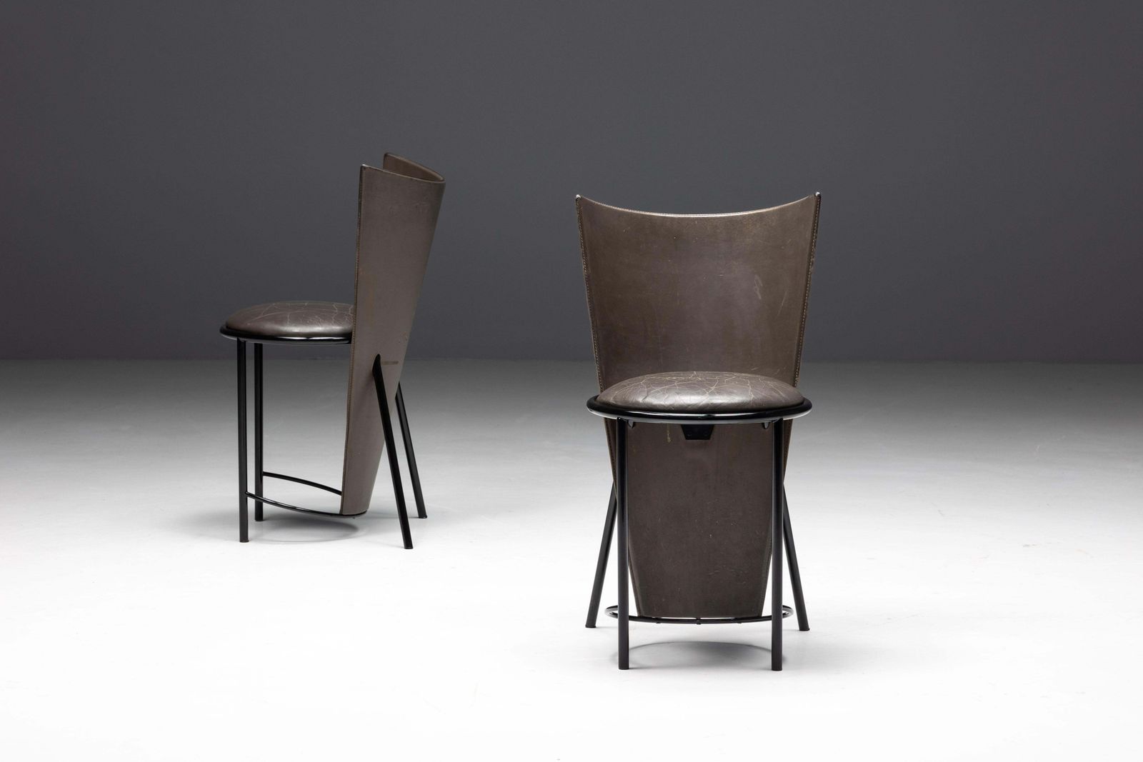 Sevilla Chairs By Frans Van Praet In Grey Leather, Belgium, 1990s photo buy