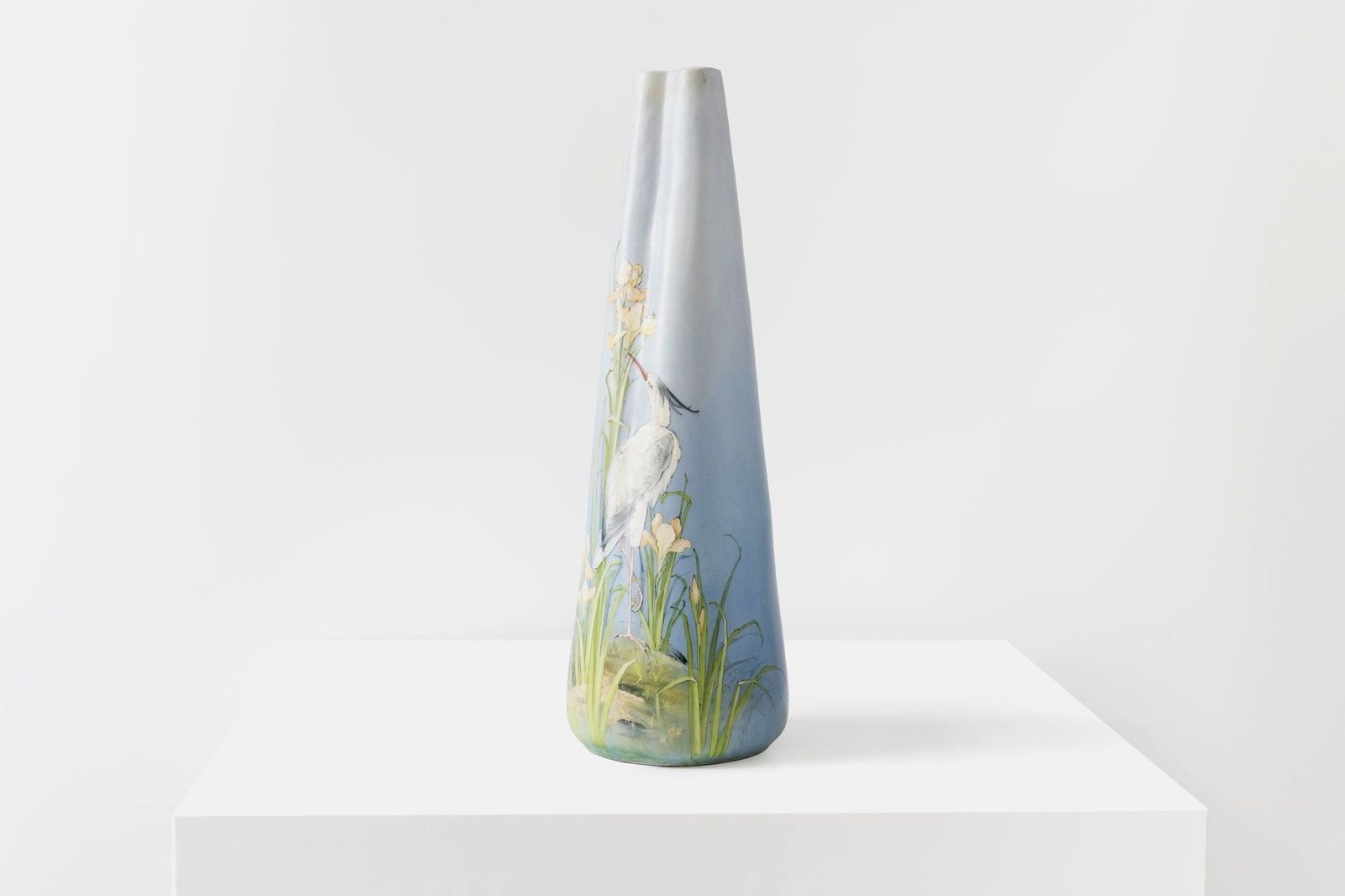 19th Century Tall Vase In Blue Ceramic And Enamels By Delphin Massier, French Design photo furniture