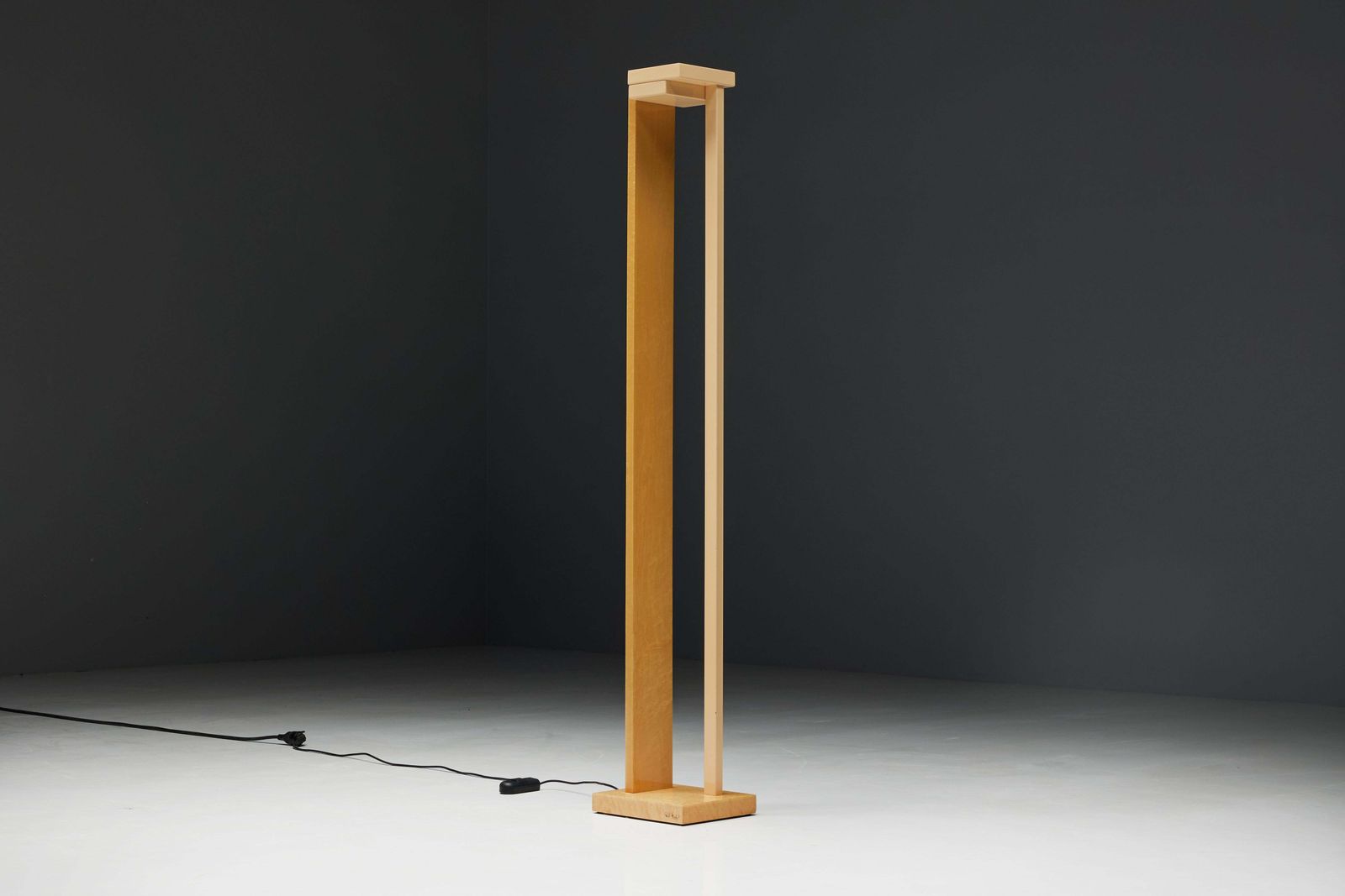 Lacquered Burl Floor Lamp By Paul Michel, Belgium, 1980s photo vinterior