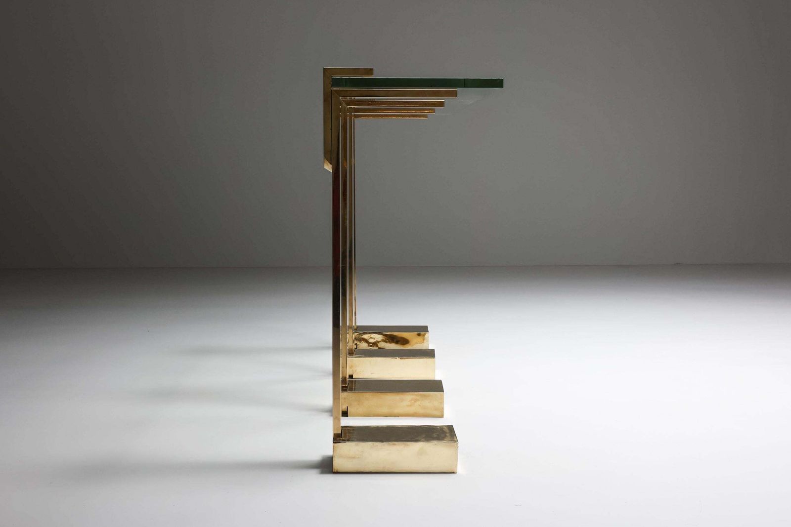 Hollywood Regency Console Table In Brass In The Style Of Maison Jansen, 1970s photo furniture
