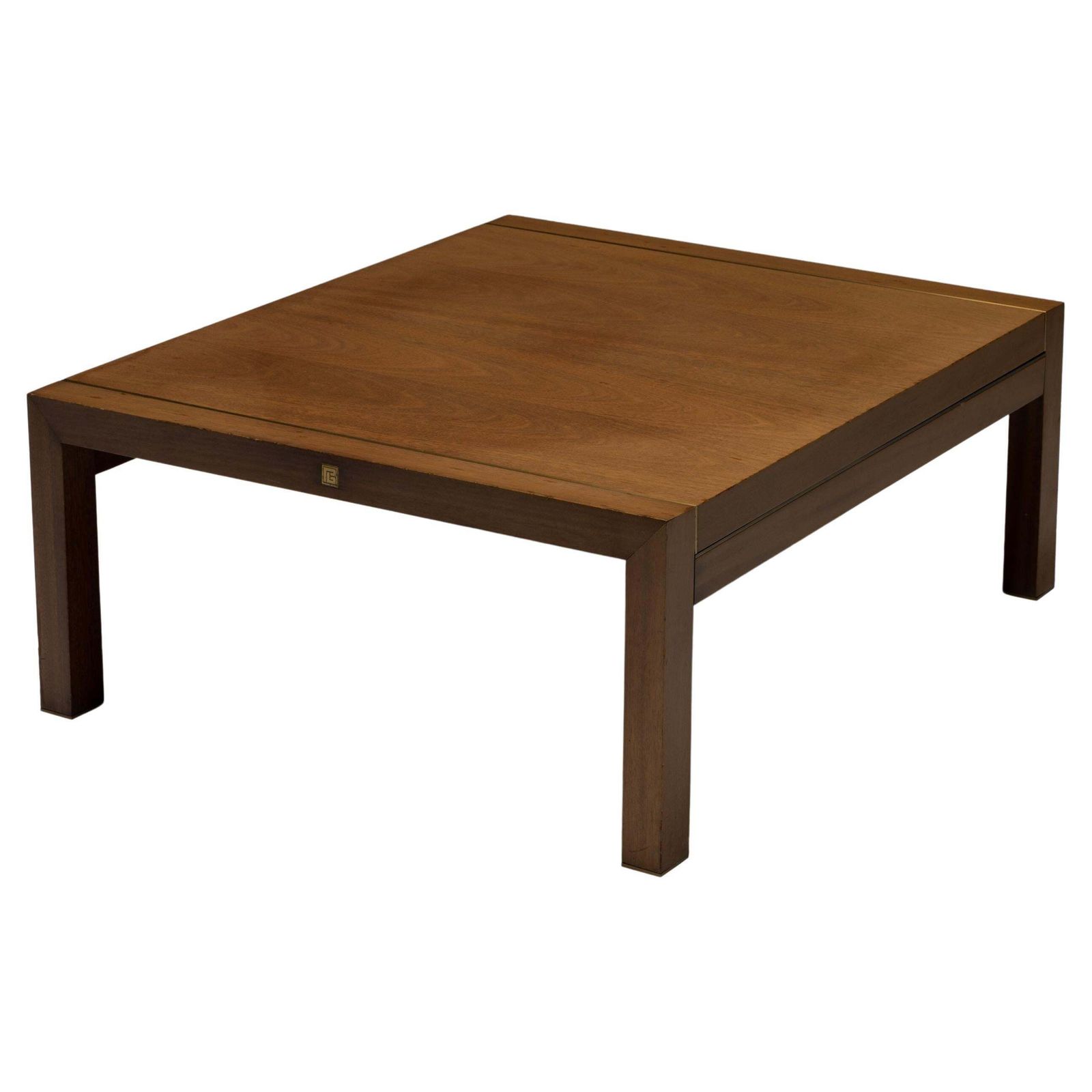 Walnut And Brass Coffee Table By Pierre Balmain, France, 1980s