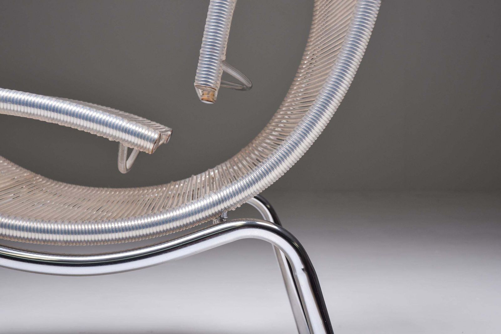 photo for sale Post Modern Pair Of Easy Chairs In Chrome & Plastic Wire, 1960s