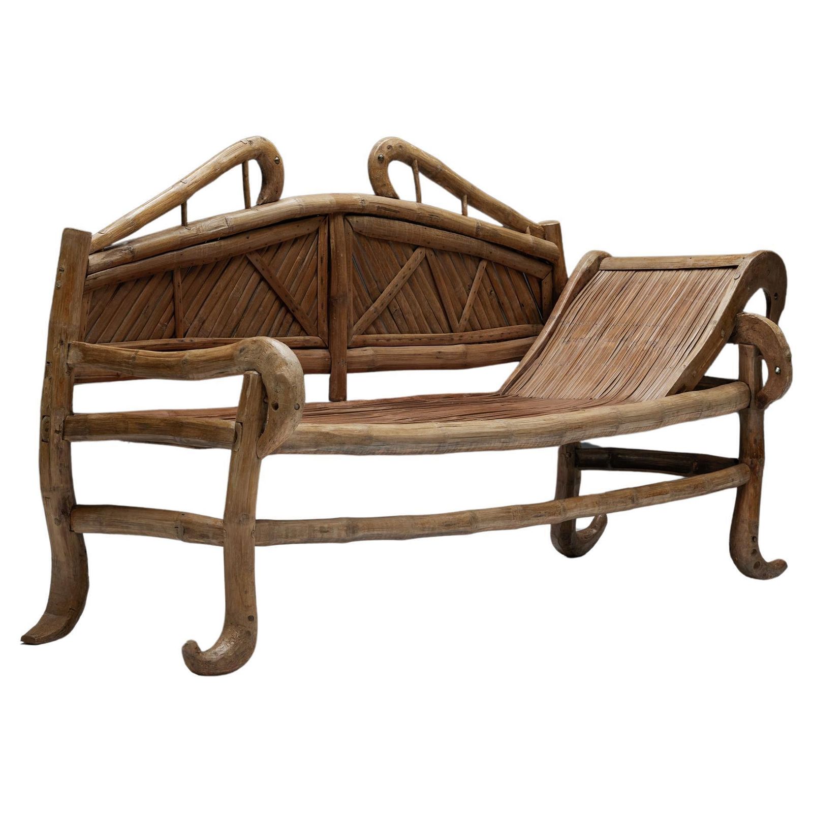 Oriental Bamboo Sofa Bed, 20th Century