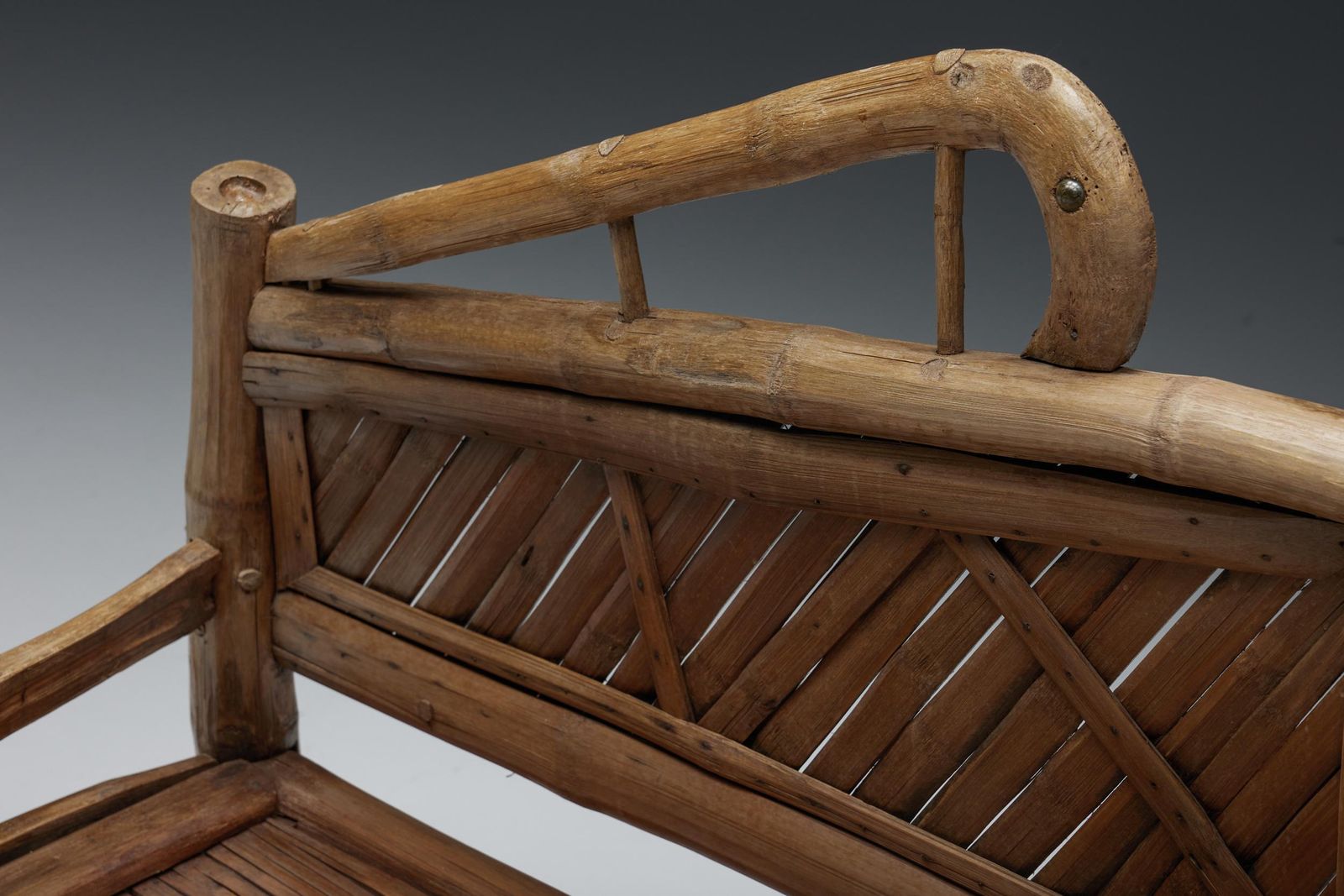 Oriental Bamboo Sofa Bed, 20th Century photo vintage