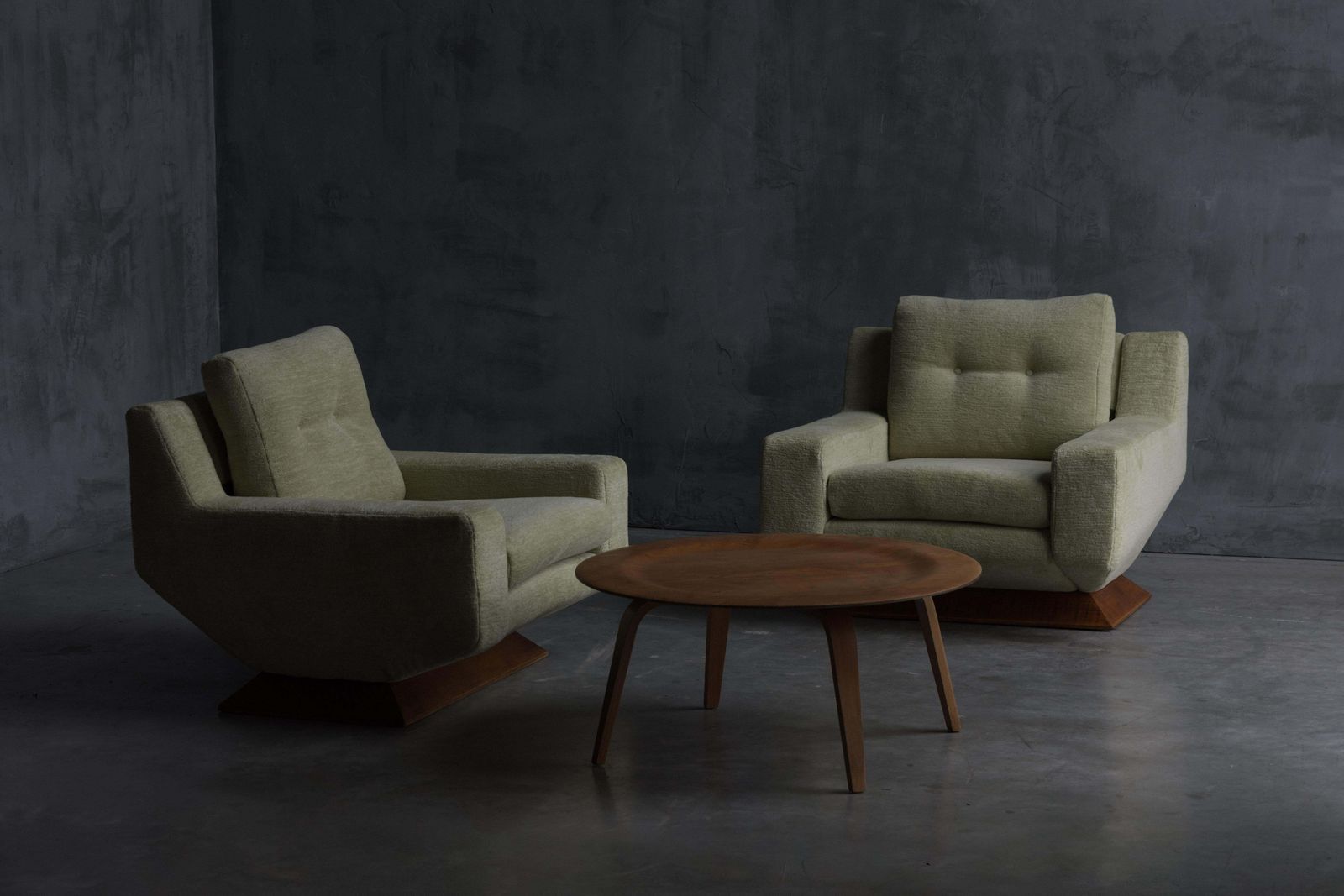 5421.0 Mid Century Club Chairs In Pierre Frey Chenille, Italy, 1960s photo