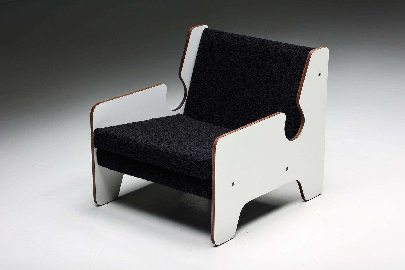 Post Modern Black & White Lounge Chair, Italy, 1970s photo buy