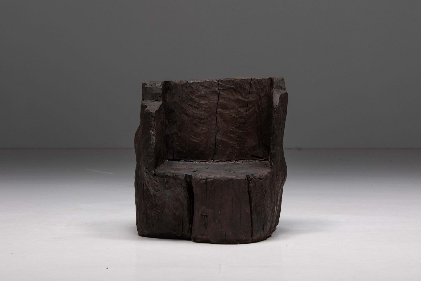 photo furniture Brutalist Monoxylite Armchairs, France, 1980s