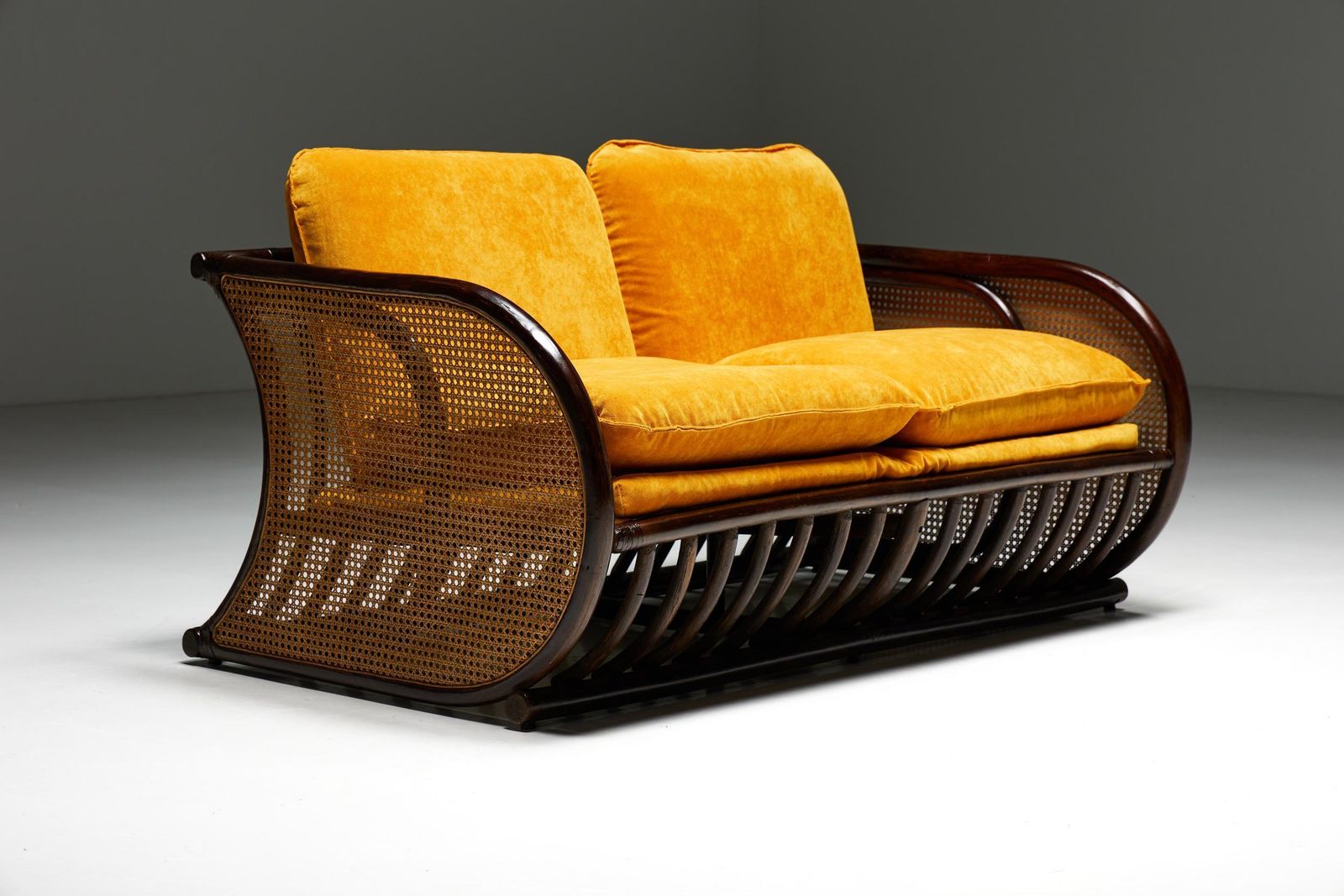 Two Seater Italian Bamboo Bench, 1970s photo for sale