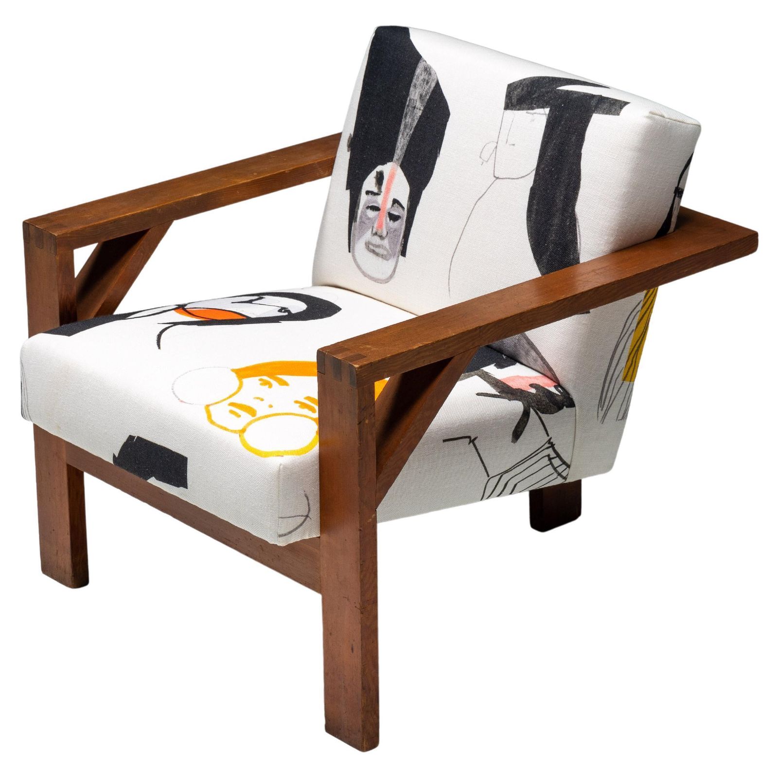 Dutch Modernist Chair In Pierre Frey Fabric, 1960s