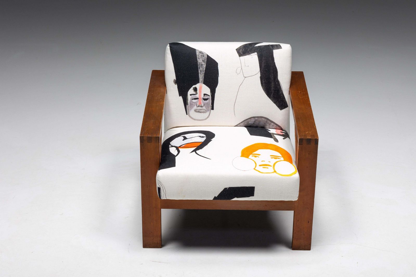 Dutch Modernist Chair In Pierre Frey Fabric, 1960s photo Furniture