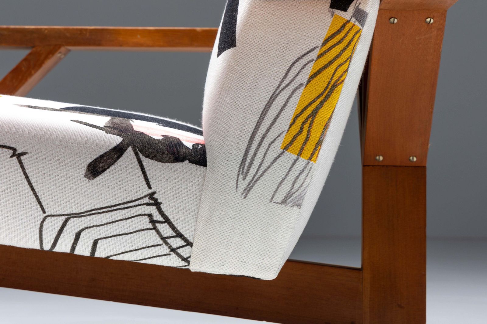 Dutch Modernist Chair In Pierre Frey Fabric, 1960s photo vintage