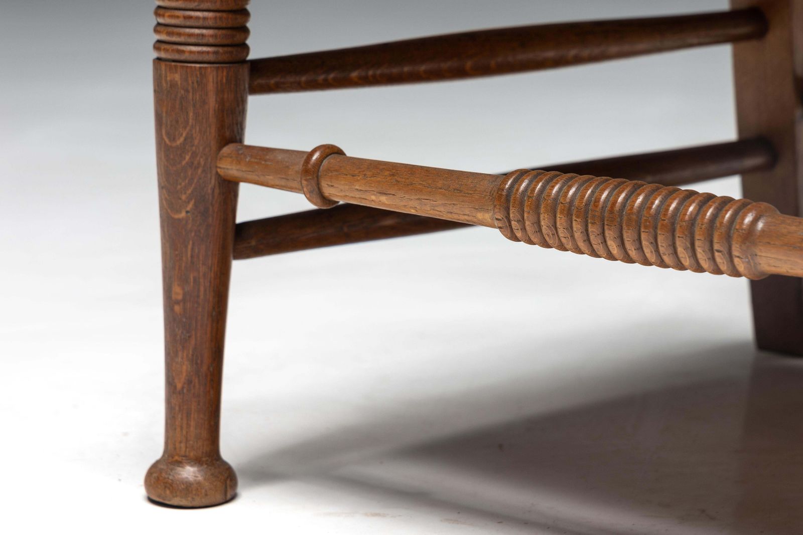 photo furniture Rustic Armchair In Solid Oak And Straw, United Kingdom, 1900s
