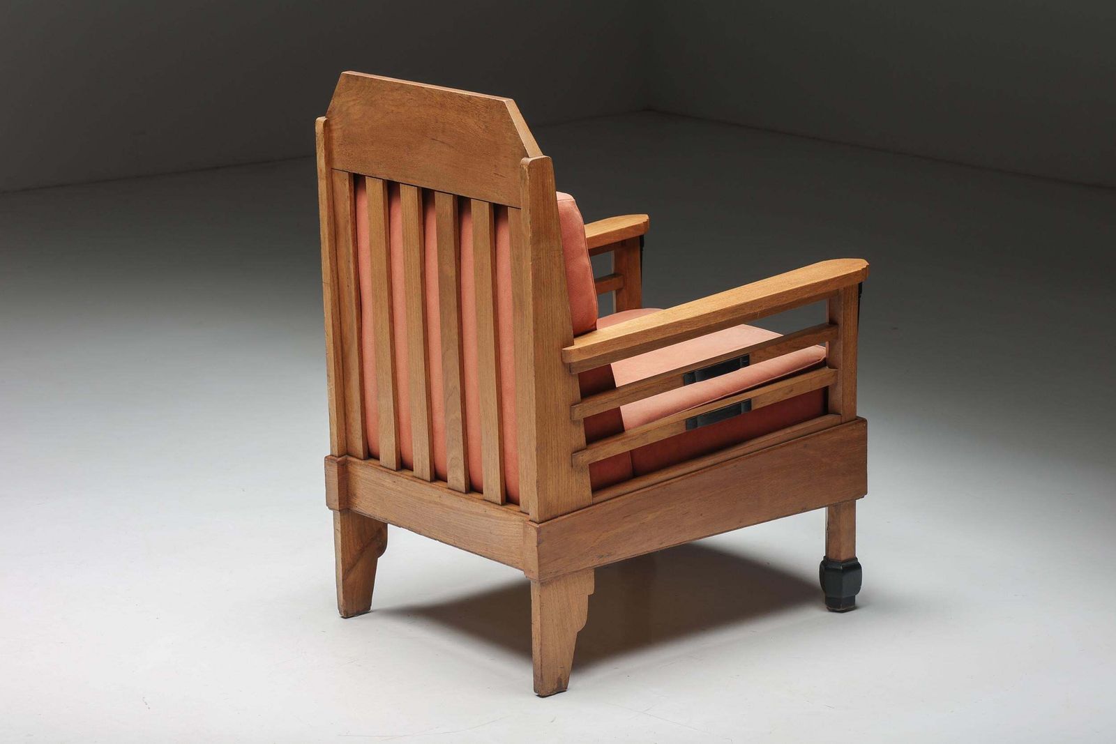 photo furniture Pair Of Art Deco Club Chairs, Pine & Leather, Europe, 1960s