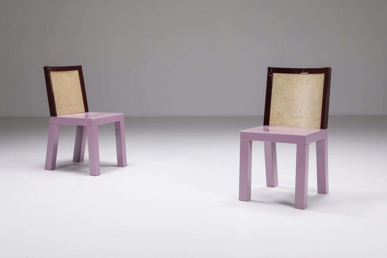 photo vintage Postmodern Ettore Sottsass Pink Dining Chairs For Leitner, 1980s