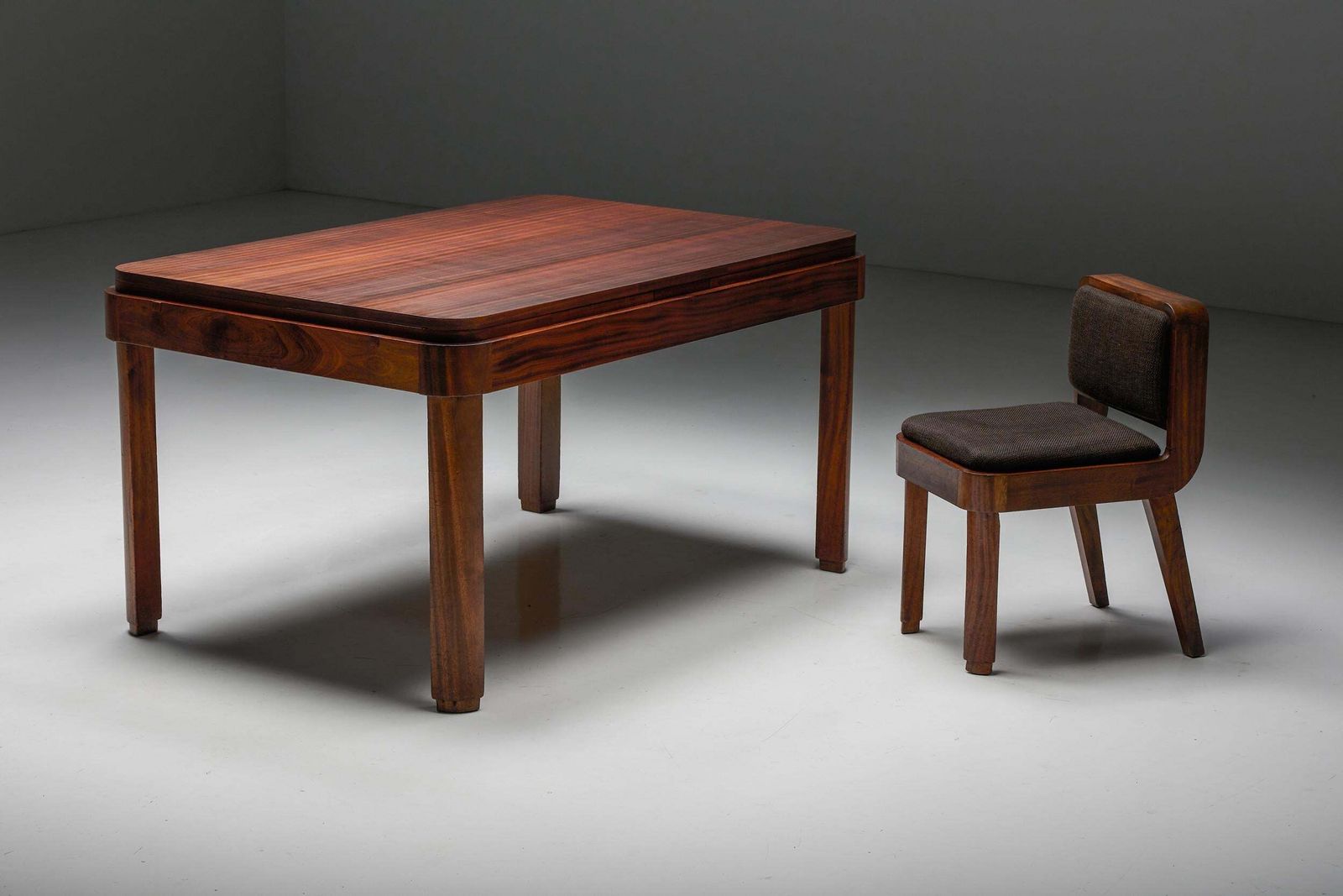 Extendable Dining Table By John Van Zeeland, Art Deco, Belgium, 1930s photo vinterior