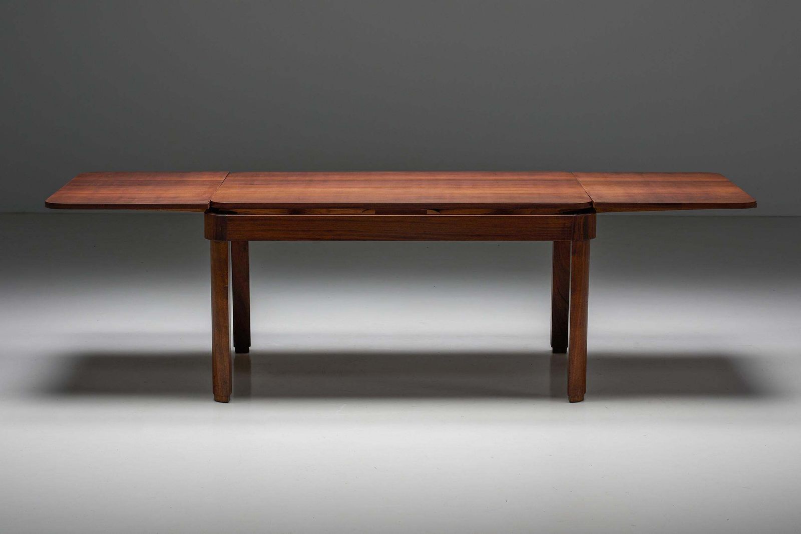 Extendable Dining Table By John Van Zeeland, Art Deco, Belgium, 1930s photo vintage