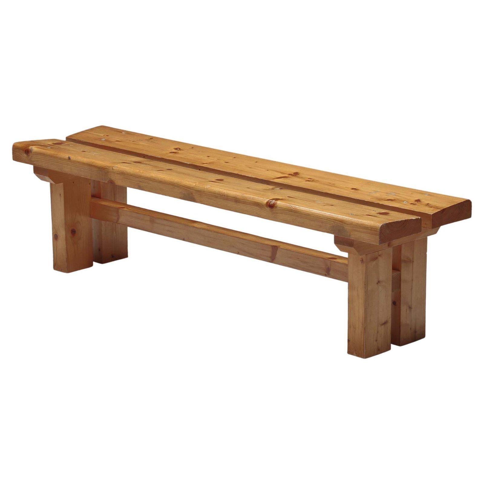 Les Arcs Bench With Backrest By Charlotte Perriand, France, 1970s