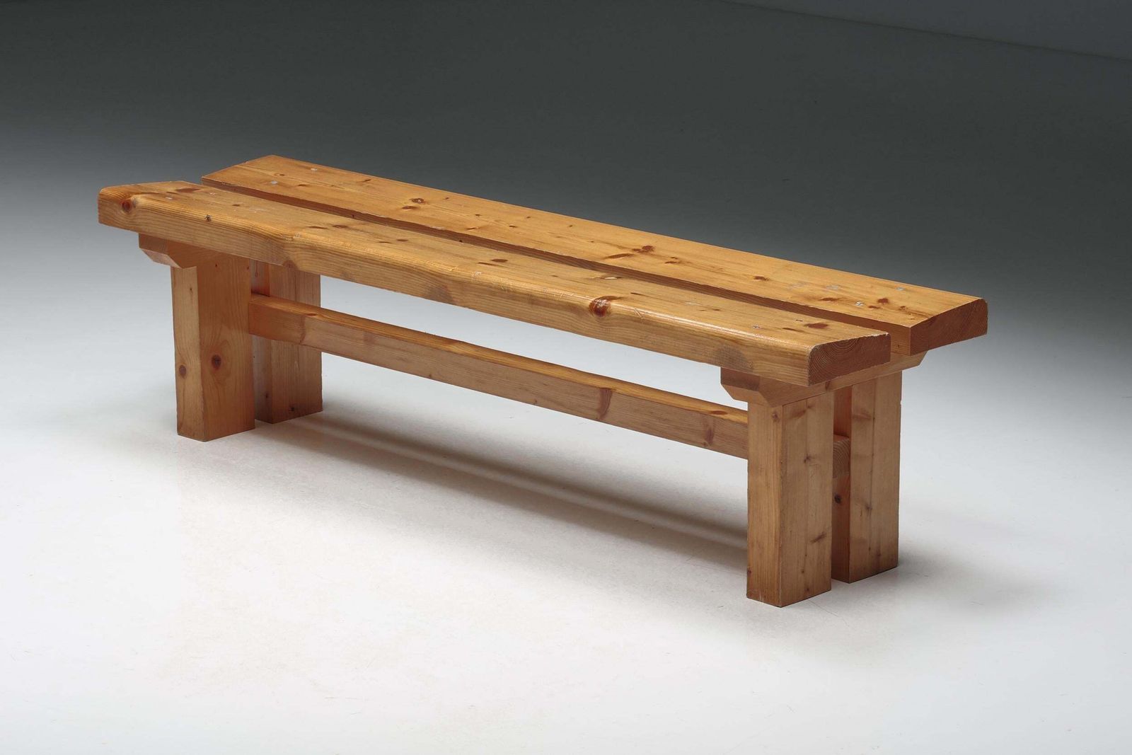 Les Arcs Bench With Backrest By Charlotte Perriand, France, 1970s photo furniture