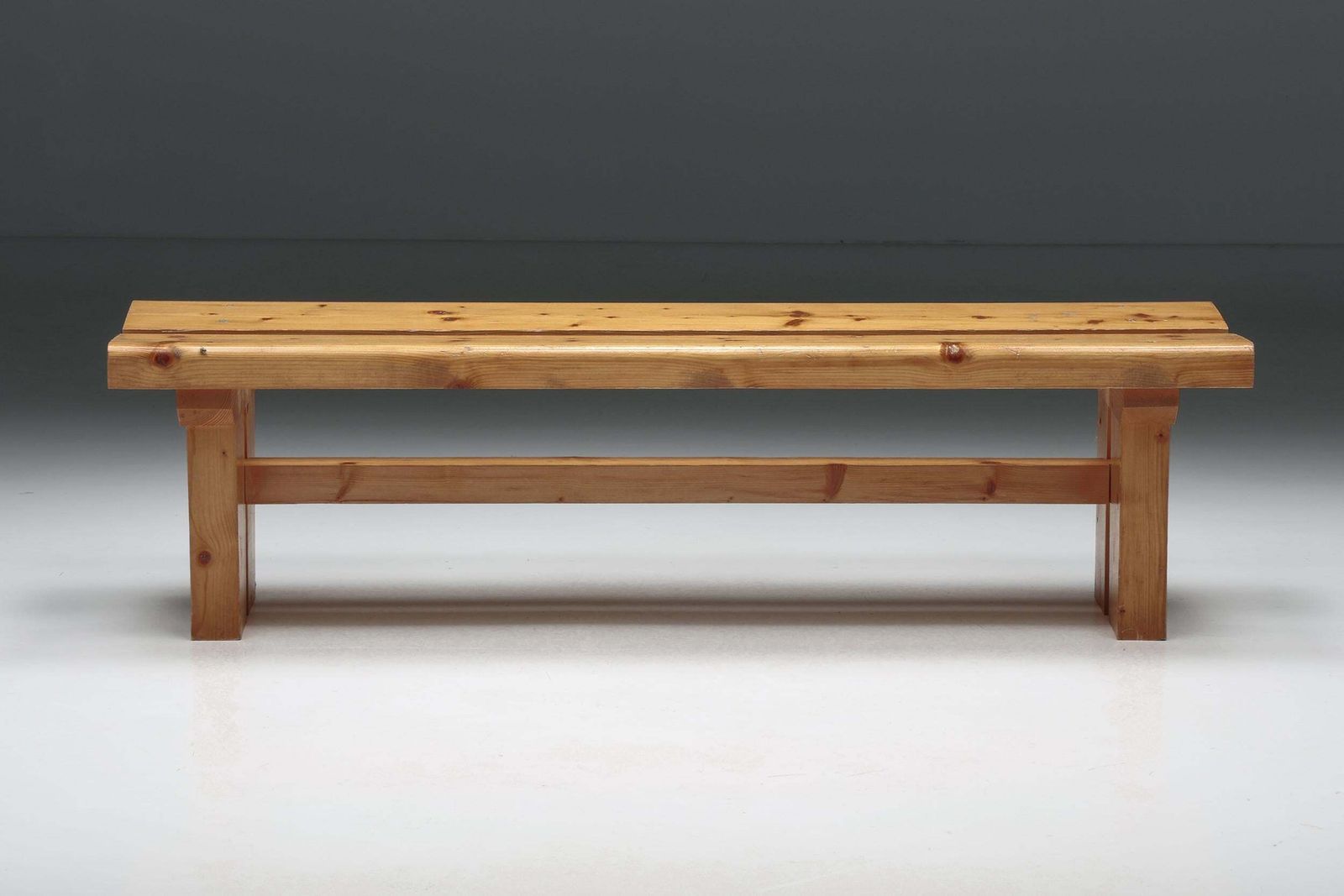 Les Arcs Bench With Backrest By Charlotte Perriand, France, 1970s photo for sale