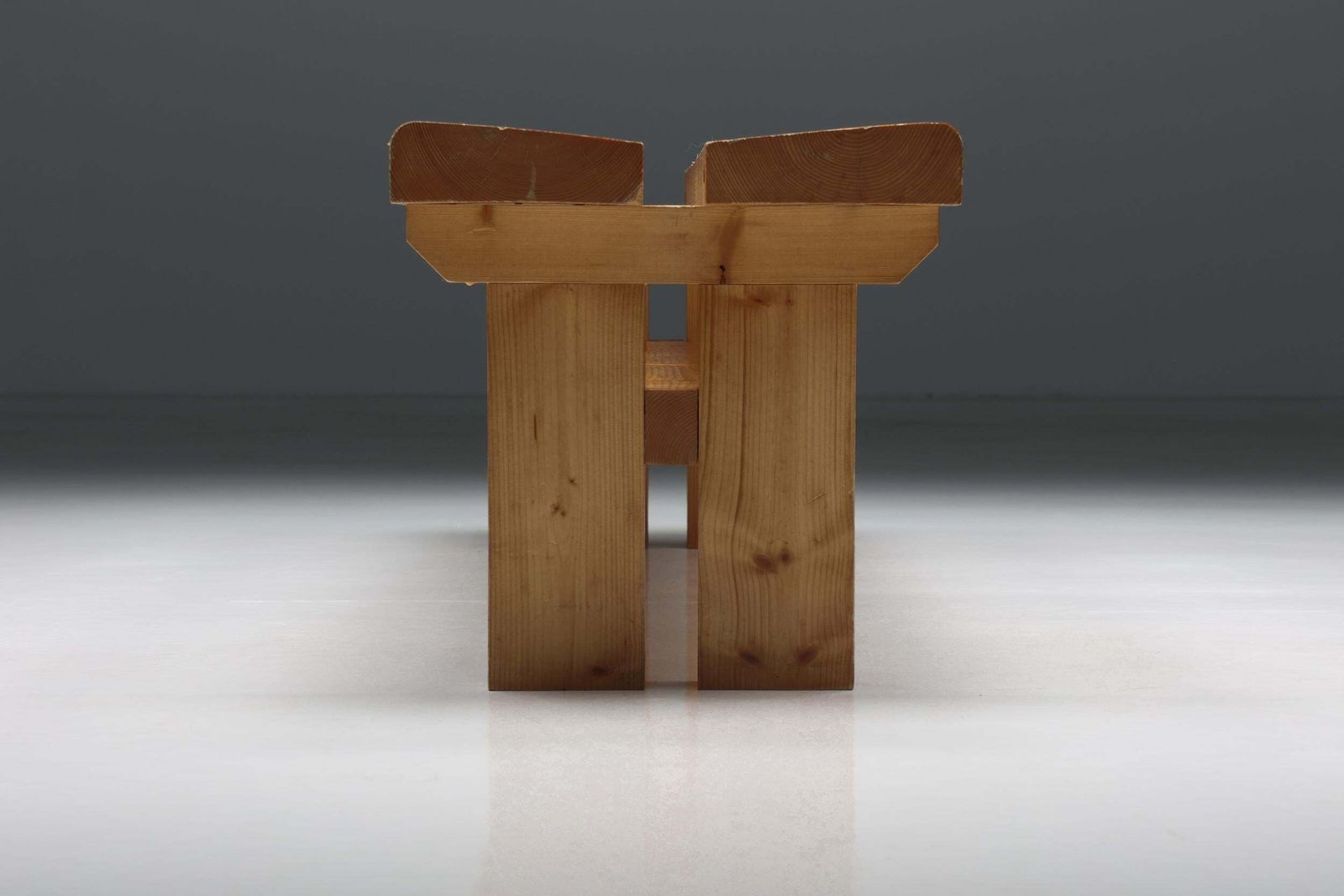 Les Arcs Bench With Backrest By Charlotte Perriand, France, 1970s photo vinterior