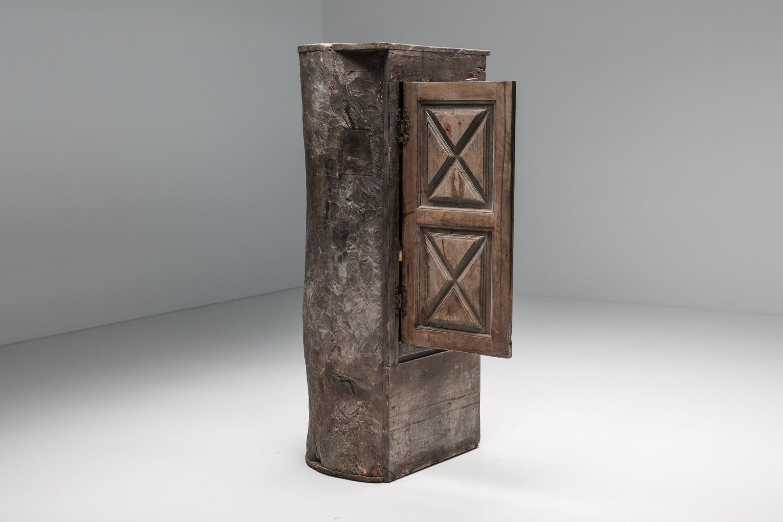 Rustic Art Populaire Monoxylite Cupboard, Ardèche, France, 19th Century photo buy