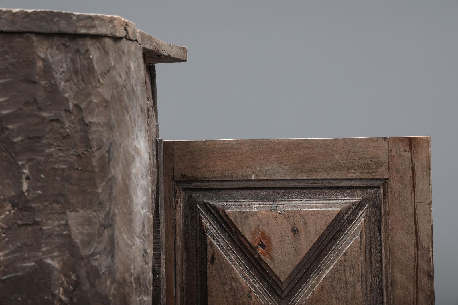 Rustic Art Populaire Monoxylite Cupboard, Ardèche, France, 19th Century photo vintage