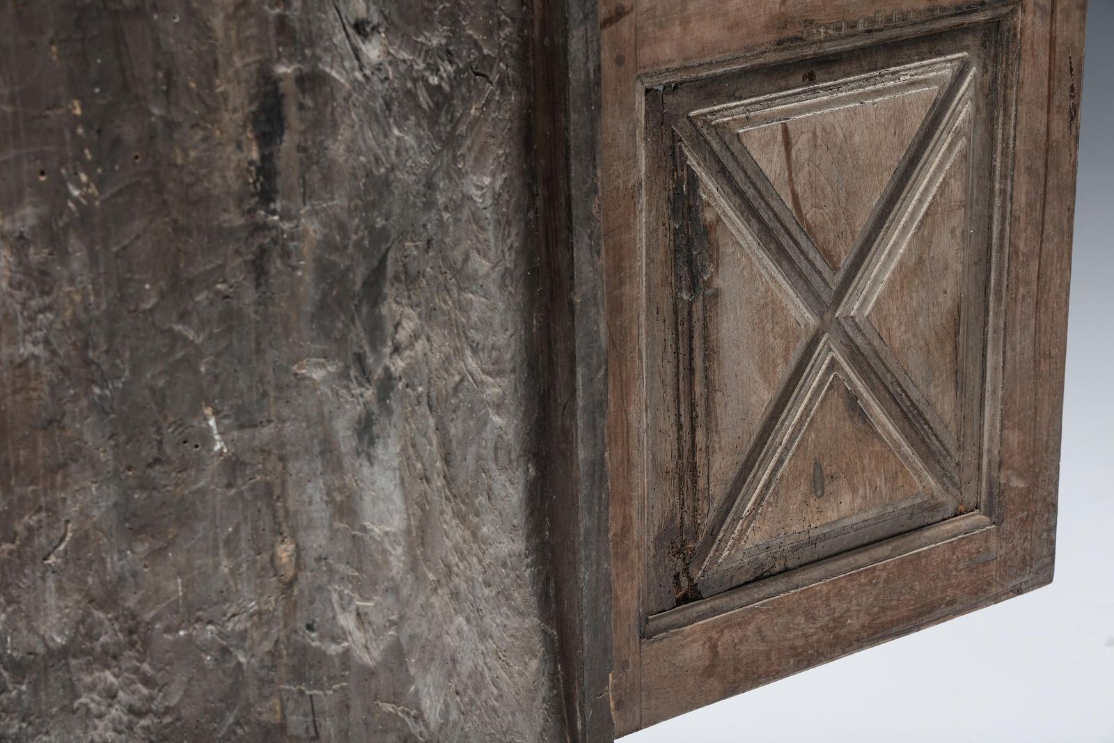 Furniture Rustic Art Populaire Monoxylite Cupboard, Ardèche, France, 19th Century photo