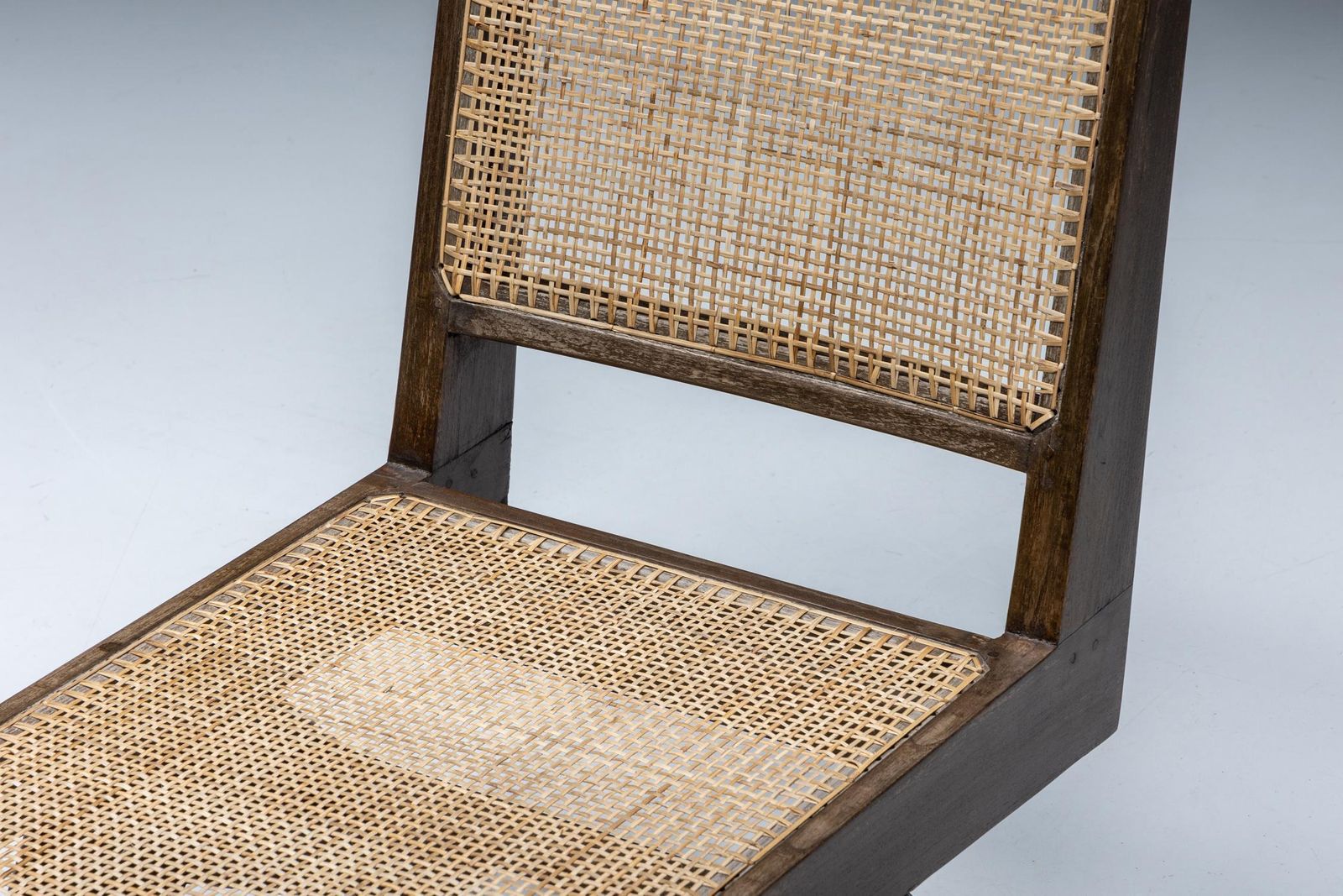 Armless Easy Chair By Pierre Jeanneret Rattan, Teak & Wood, Chandigarh, 1960s photo vintage