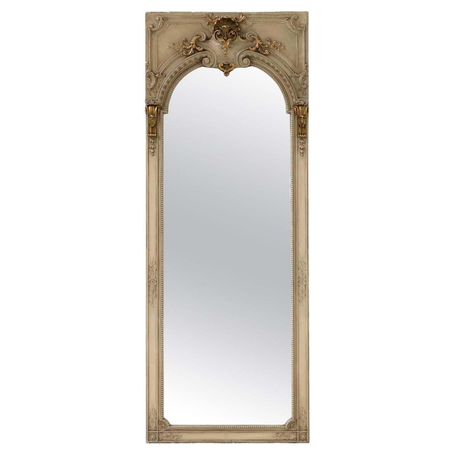 Large Gilt Wooden Frame Full Length Floor Mirror, Mid Century Modern, 1950's