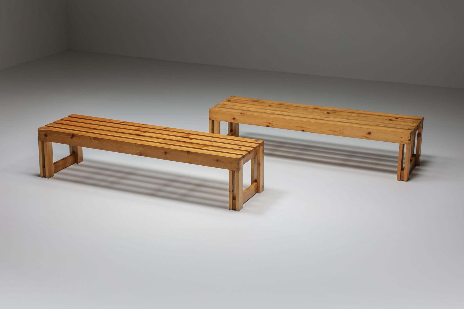 Italian Pine Bench Set From Old Vineyard, Modernist, Italy, 1960's photo furniture