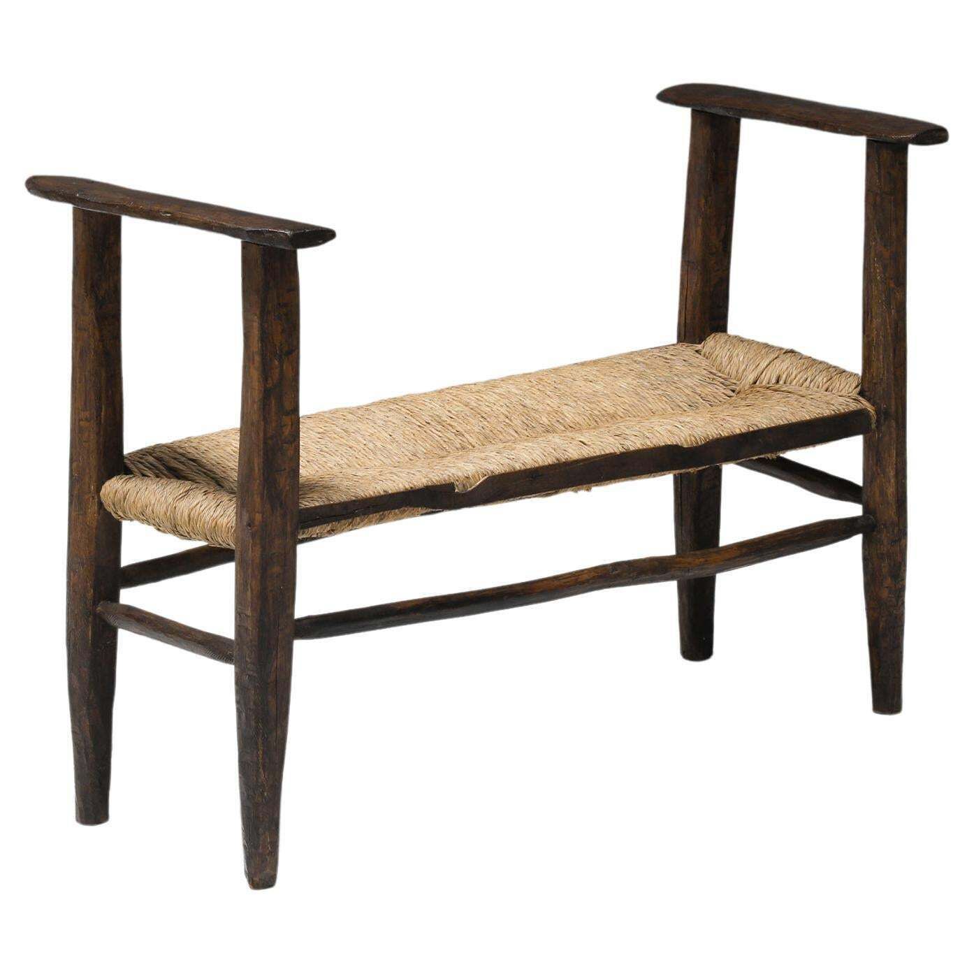 "Art Populaire" Folk Art Stool From The Auvergne, Mid Century Rustic 1800's