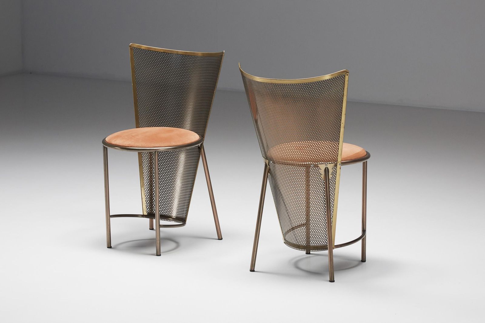 Post Modern Frans Van Praet '92 Brass Chairs, World Expo Belgian Pavillion photo vinterior