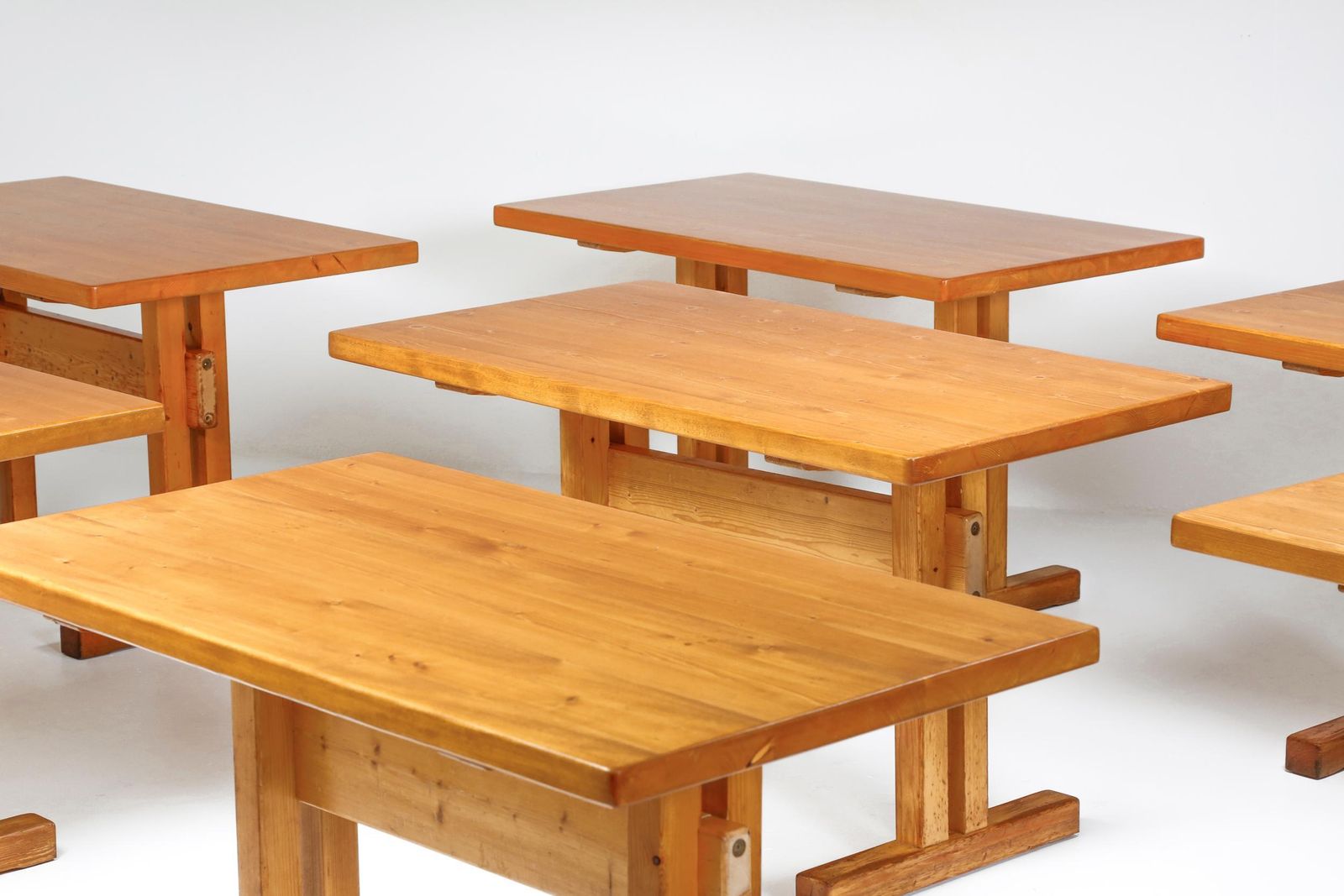 Pine Perriand Tables, French Modernism photo furniture