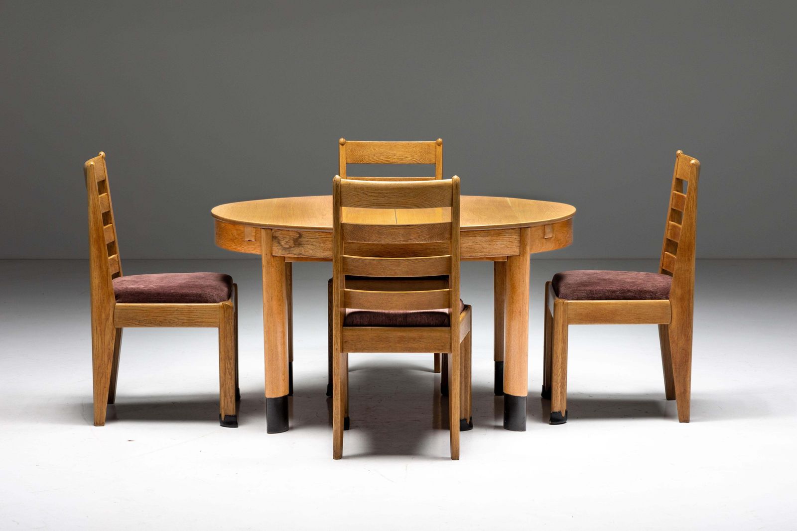 Furniture Rationalist Oval Dining Table In Oak, Holland, 1920s photo