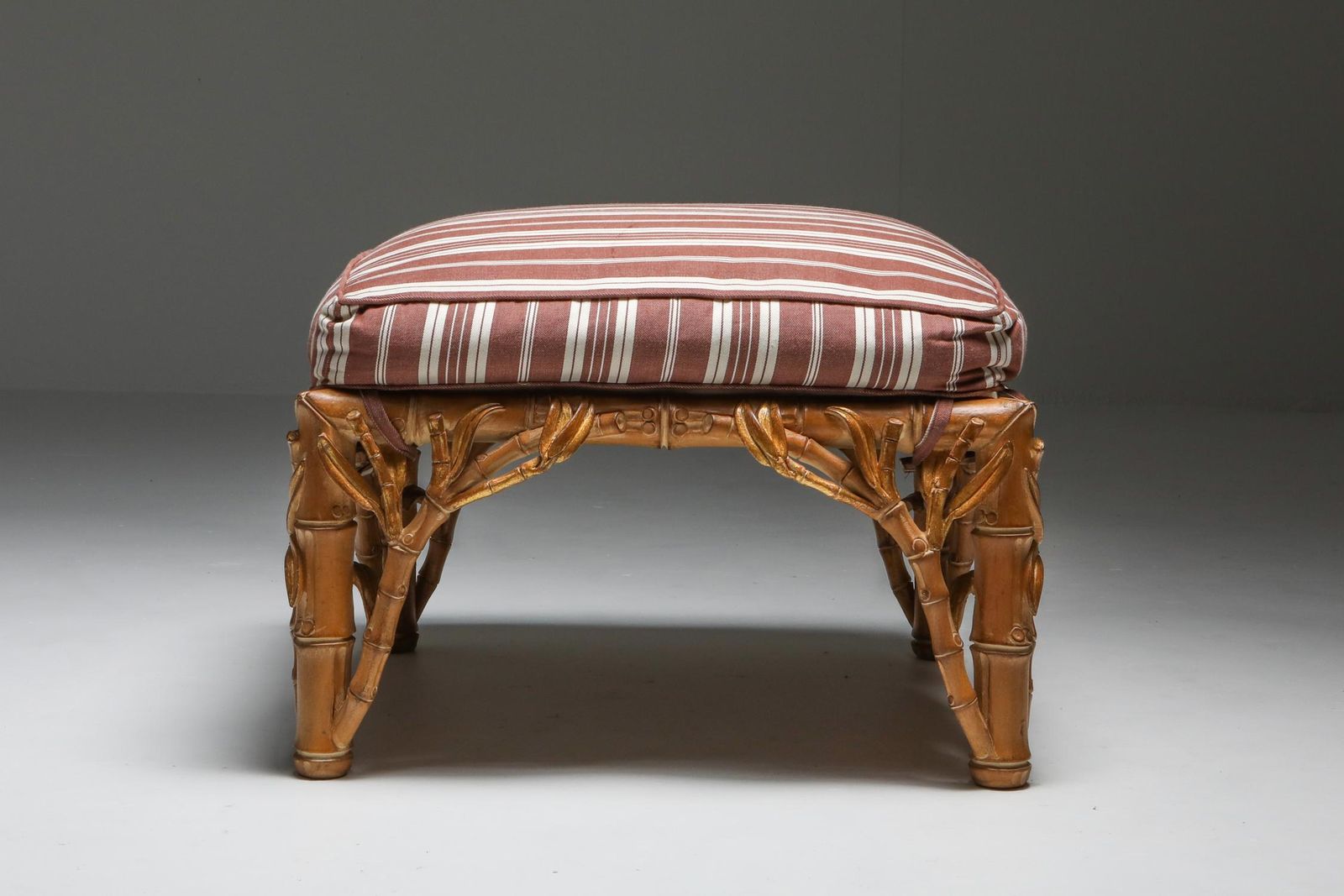 Bamboo Pair Of Ottoman, Arpex, Italy, 1970s photo vintage