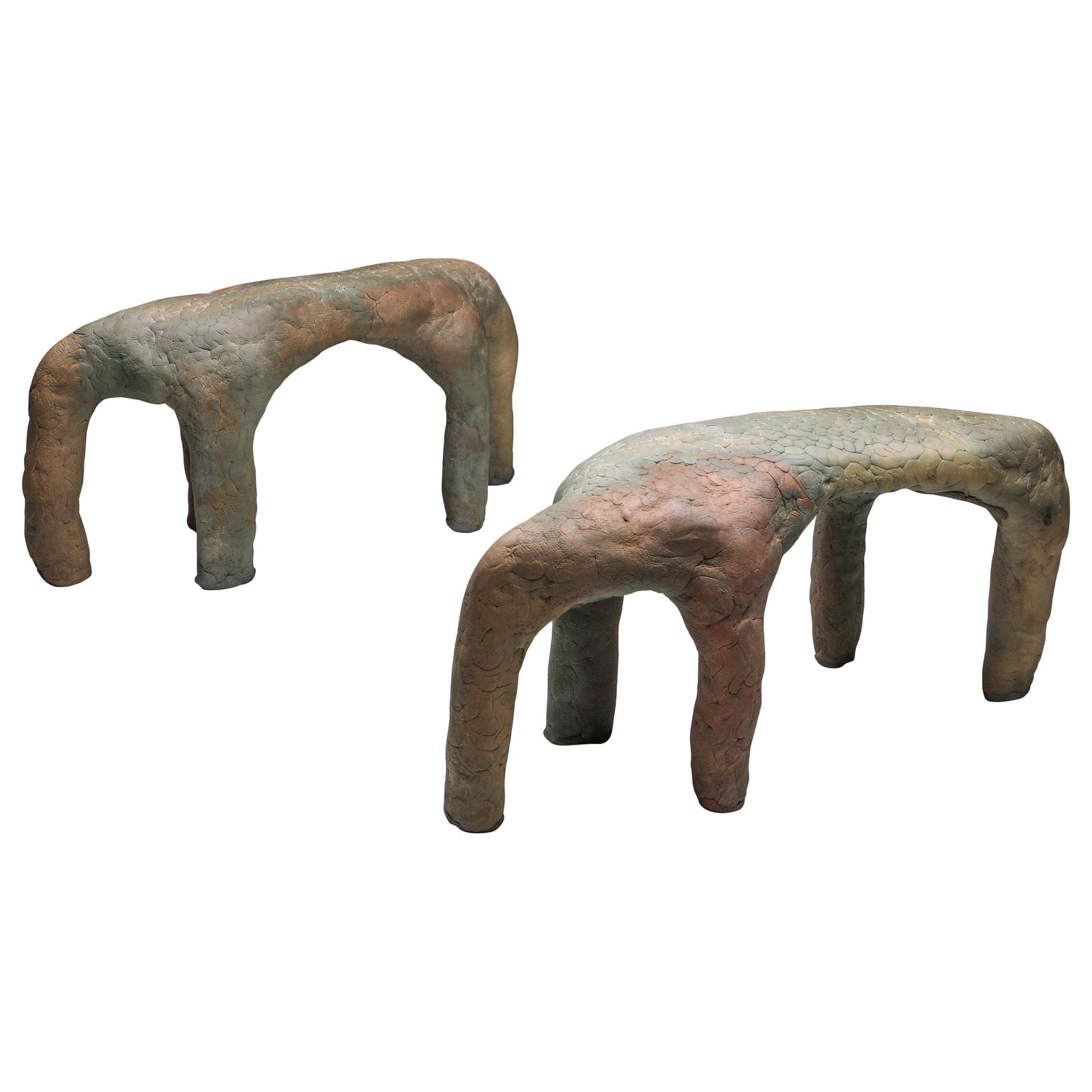 'Prosper & Prosper' Set Of Two Soft Low Benches By Elissa Lacoste, France, 2020