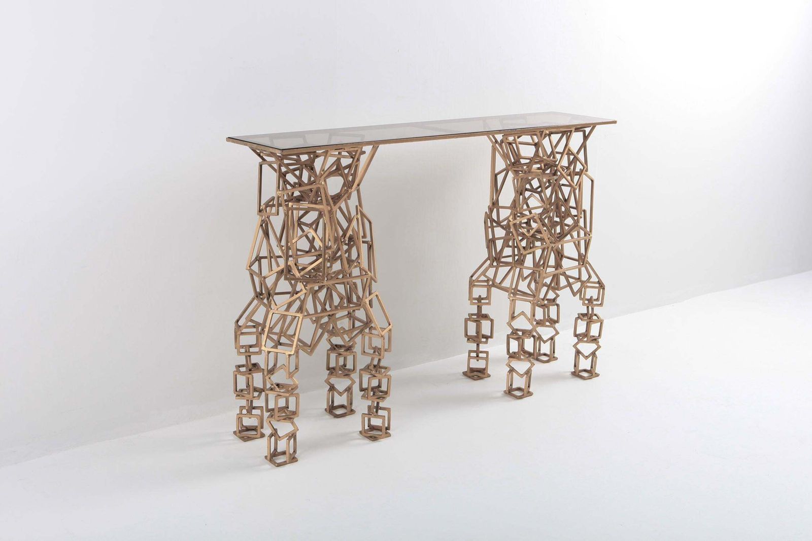 photo for sale Brass Console Table In The Style Of Antony Gormley