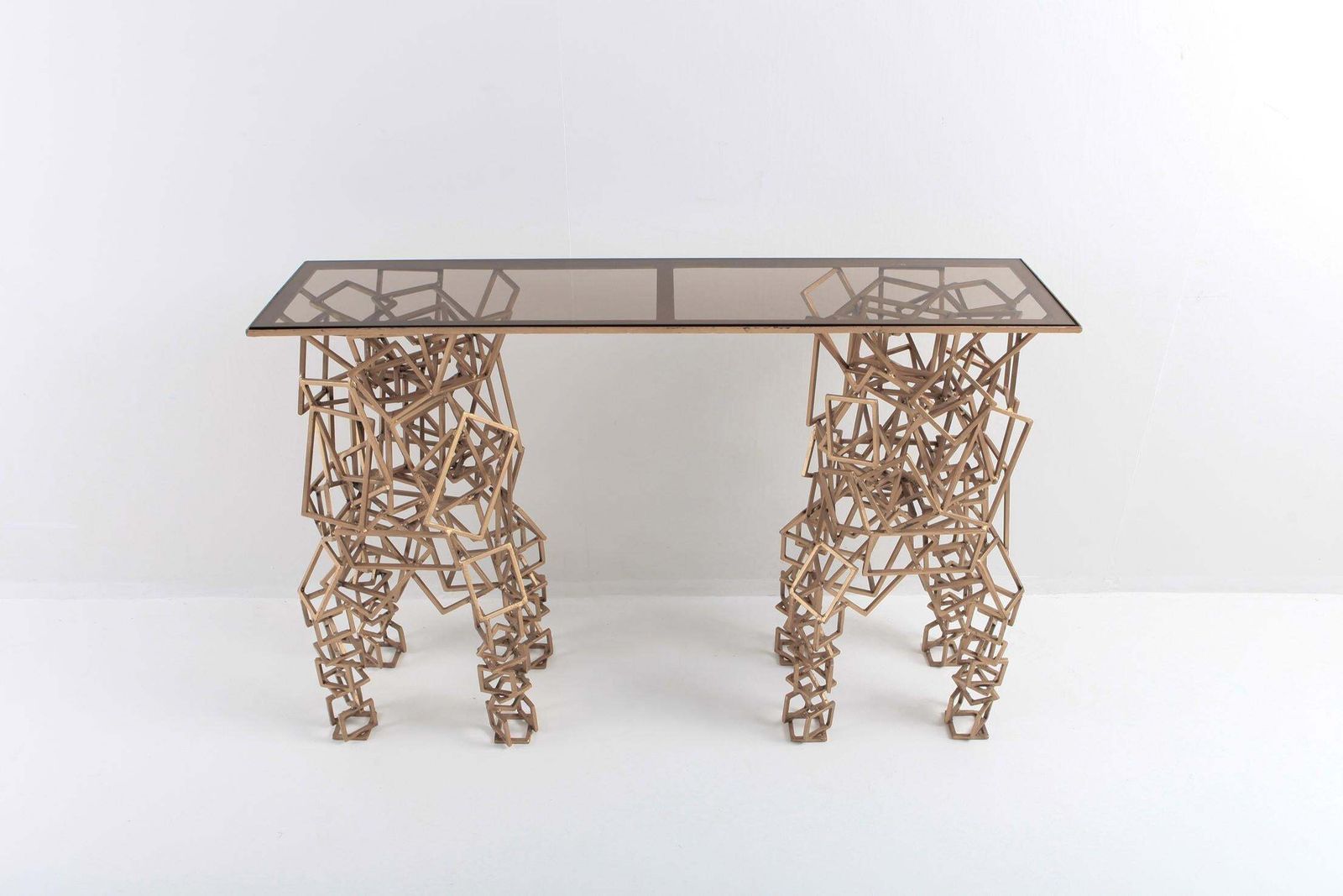Furniture Brass Console Table In The Style Of Antony Gormley photo