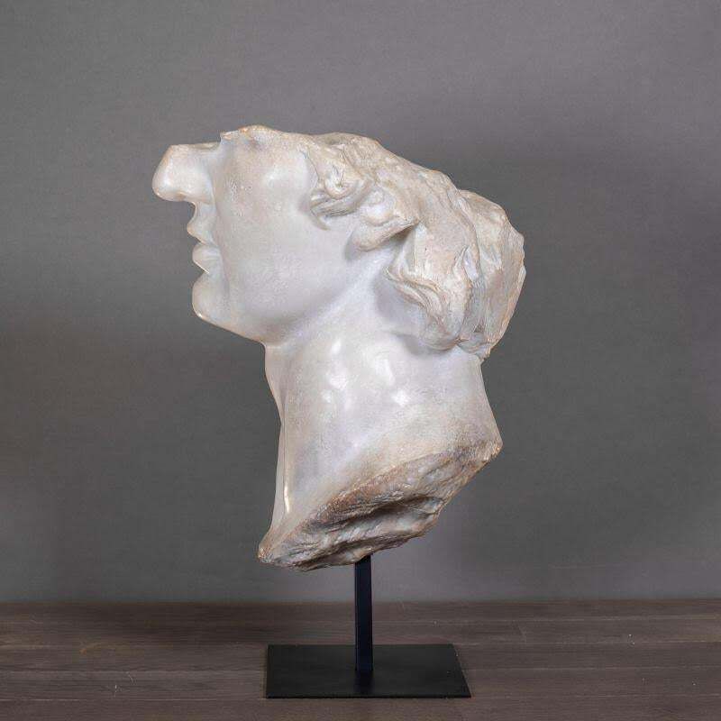 Medium Sized Resin Sculpture Representing A Fragment Of The Sculpture Of Apollo. photo furniture