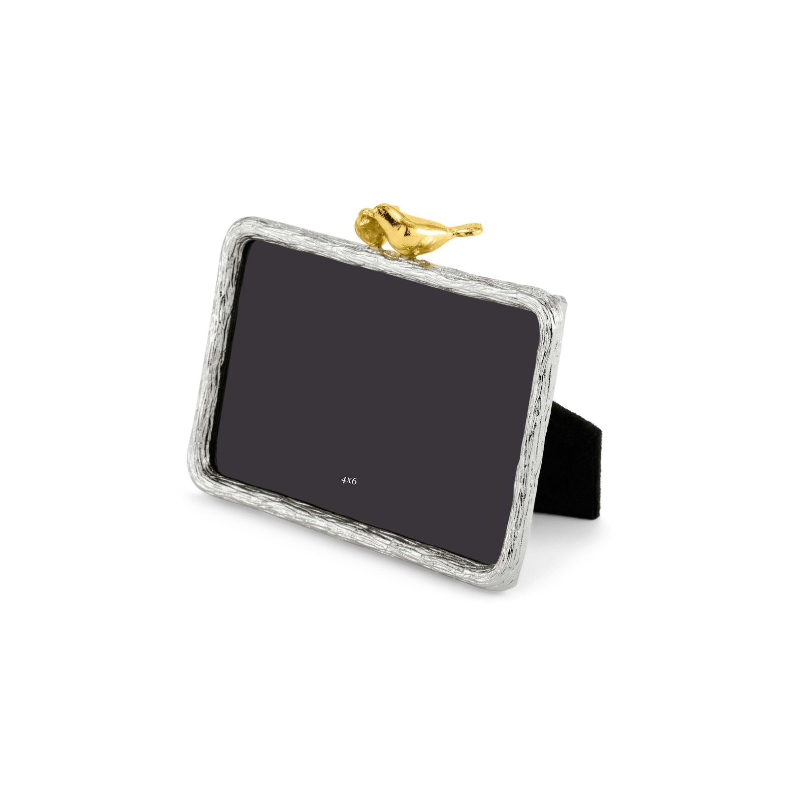 Small Photo Frame With Bird Motif In Silver And Gold Metal. photo furniture