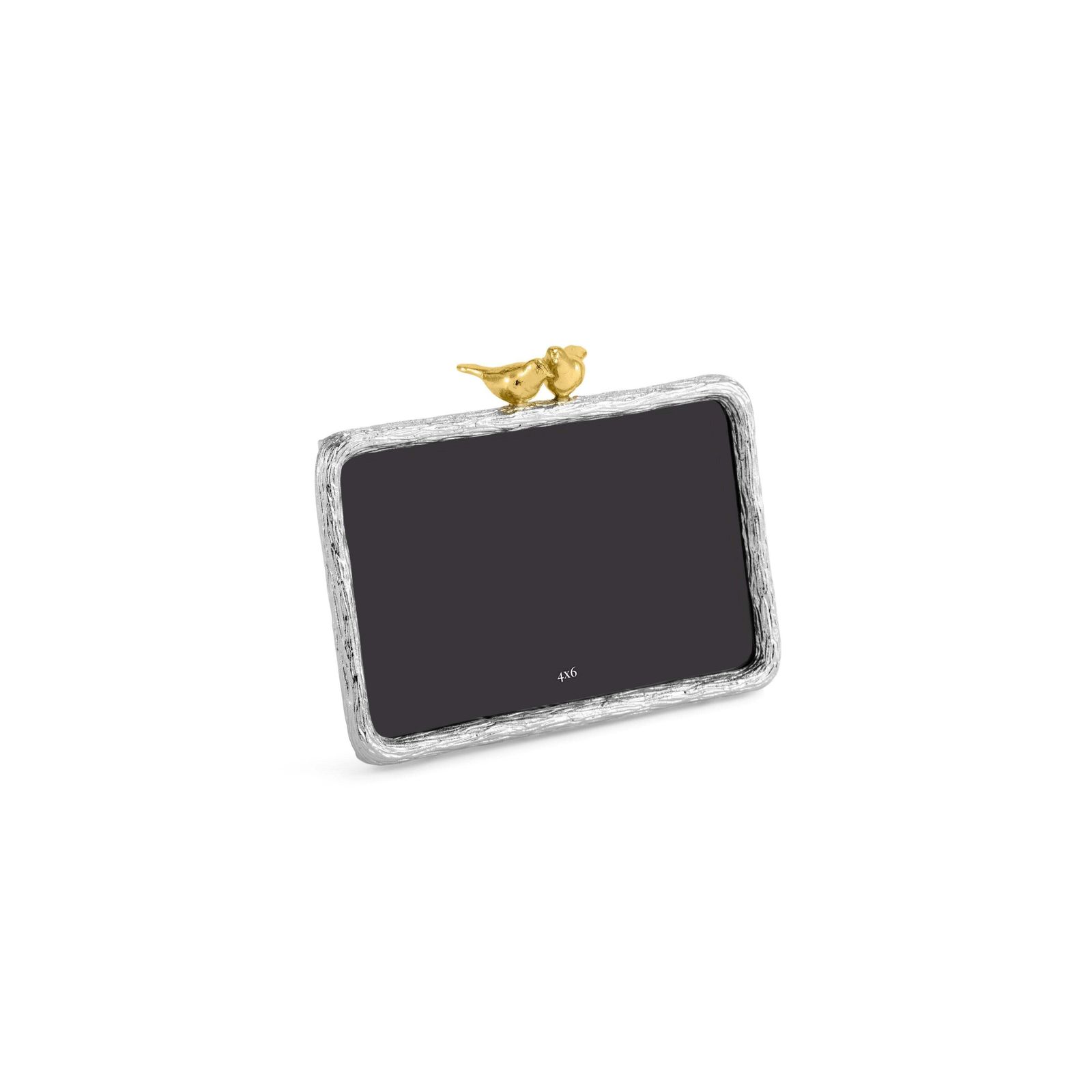 Small Photo Frame With Bird Motif In Silver And Gold Metal. photo for sale