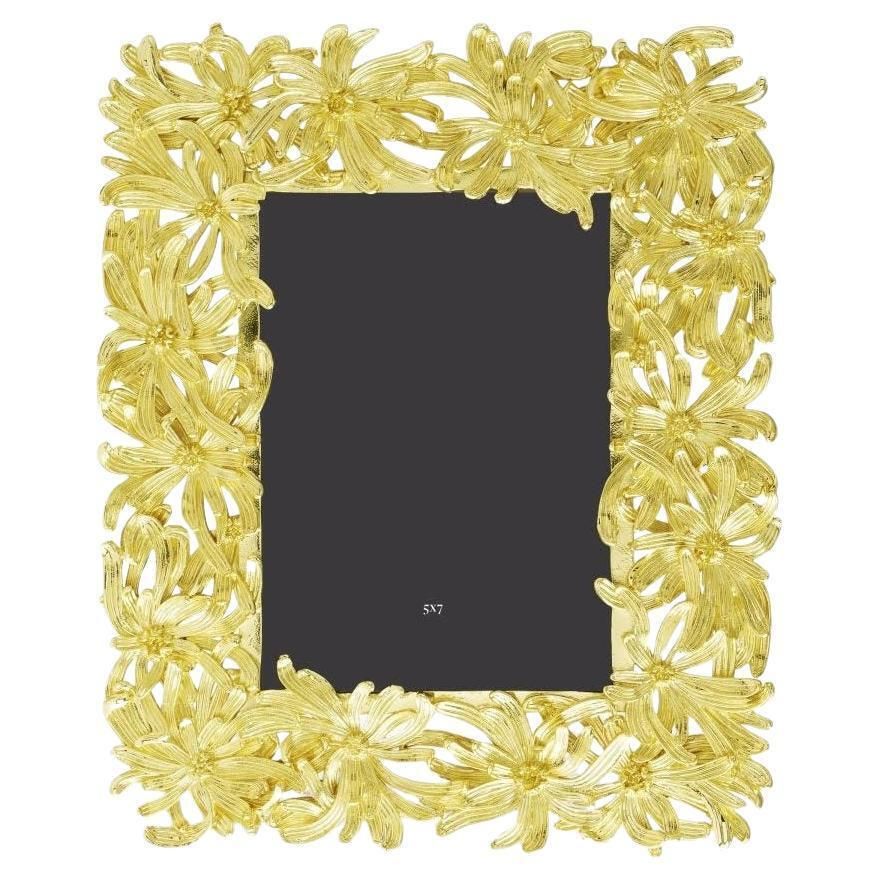 Dahlia Photo Frame In Gilded Metal, Medium Size Model.