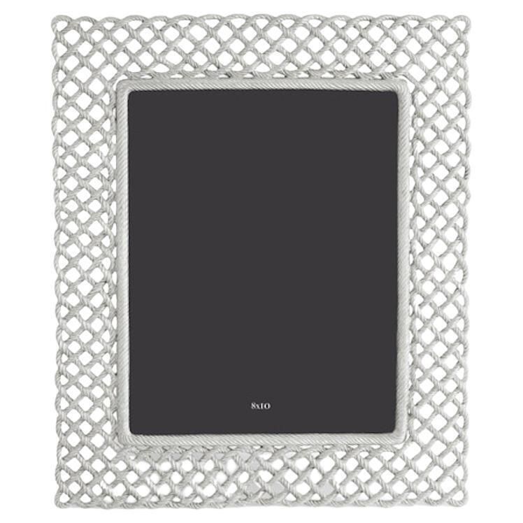 Love Knot Photo Frame In Silver Metal, Large Size Model.