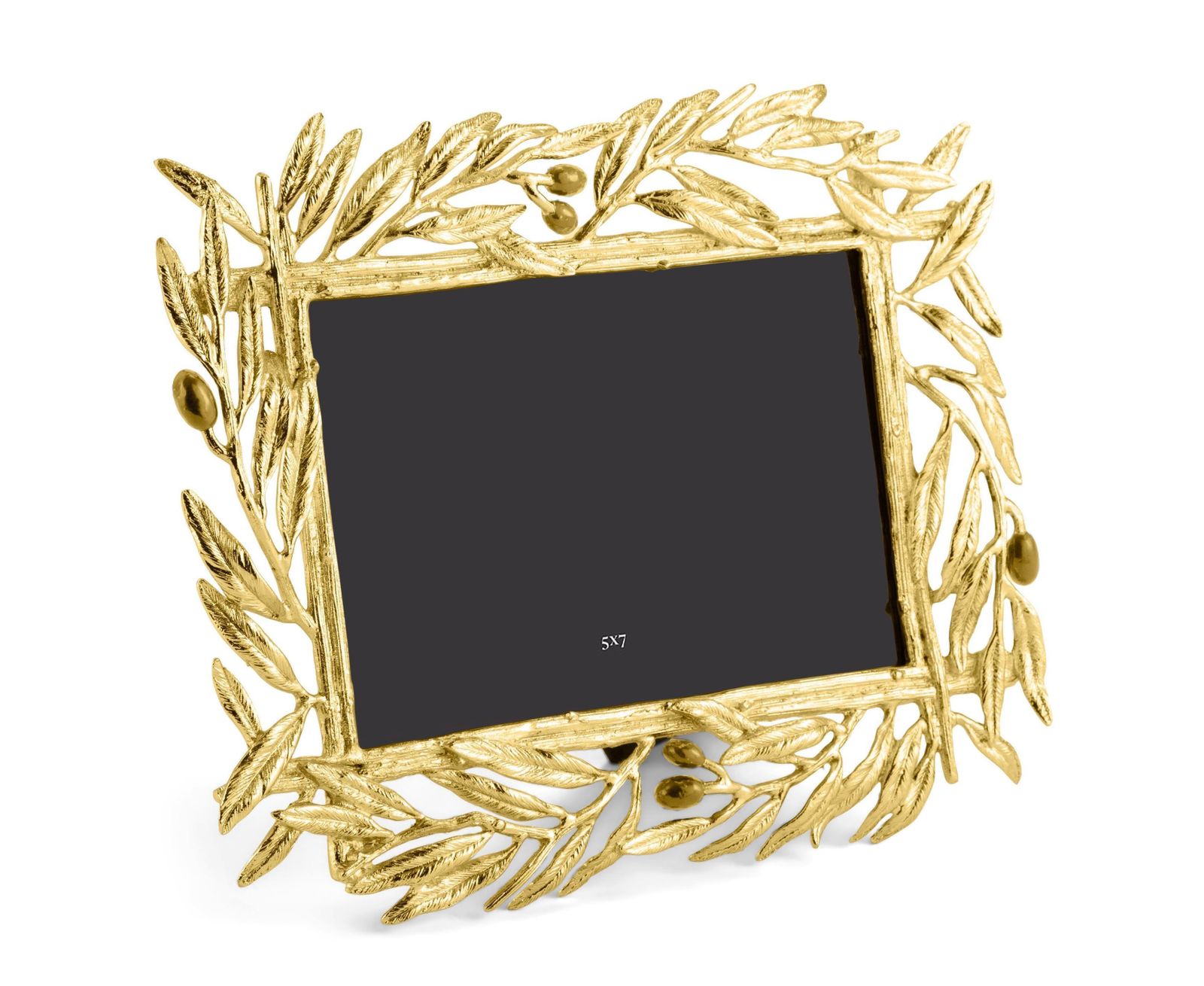 Contemporary Olive Branch Photo Frame In Gold Tone Metal. photo furniture