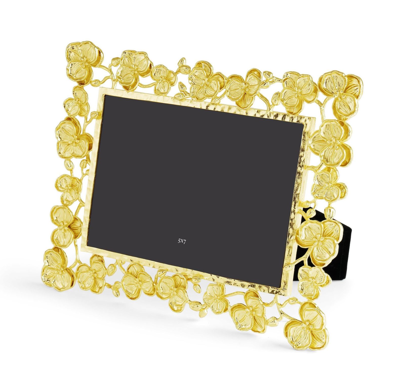 Gilded Metal Photo Frame With Orchid Motif. photo for sale