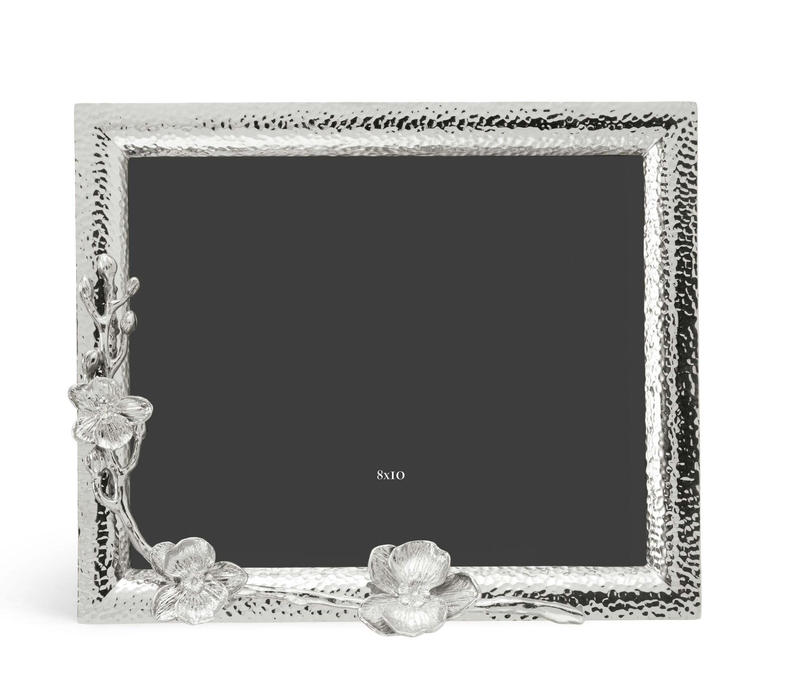 Large Photo Frame With White Orchid Design, Made From Nickel Plated Metal. photo furniture